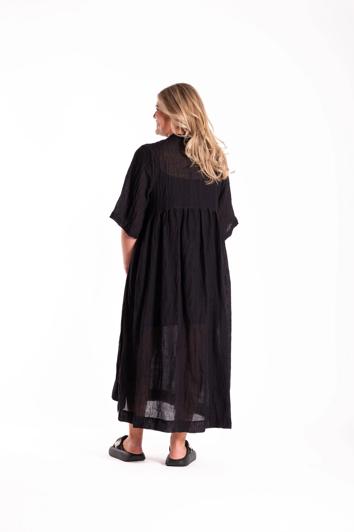 DEEANNE HOBBS BRYLEE DRESS - BLACK/FLAX - THE VOGUE STORE