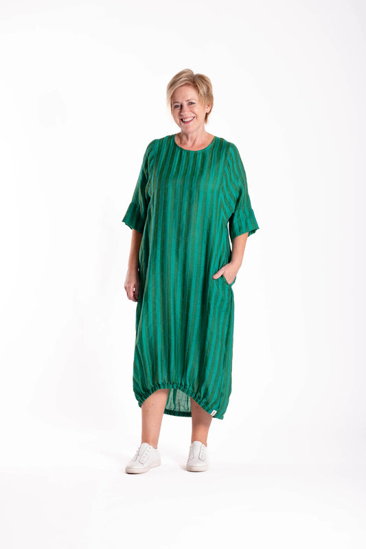 DEEANNE HOBBS COOPER DRESS - GREEN RECTANGLES - THE VOGUE STORE
