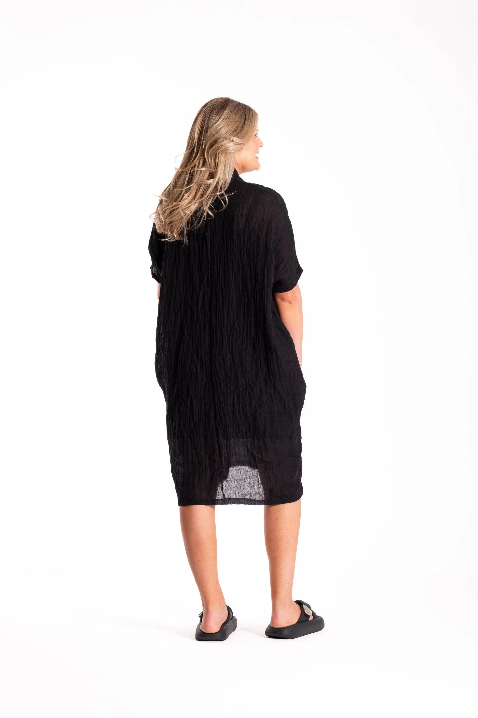 DEEANNE HOBBS KOTUA DRESS - BLACK FLAX - THE VOGUE STORE