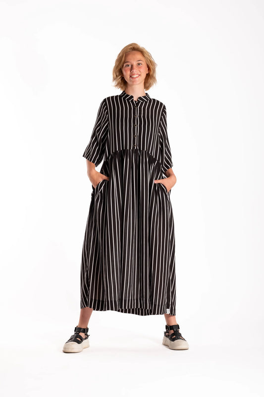 DEEANNE HOBBS BRYLEE DRESS - BLACK STRIPE - THE VOGUE STORE