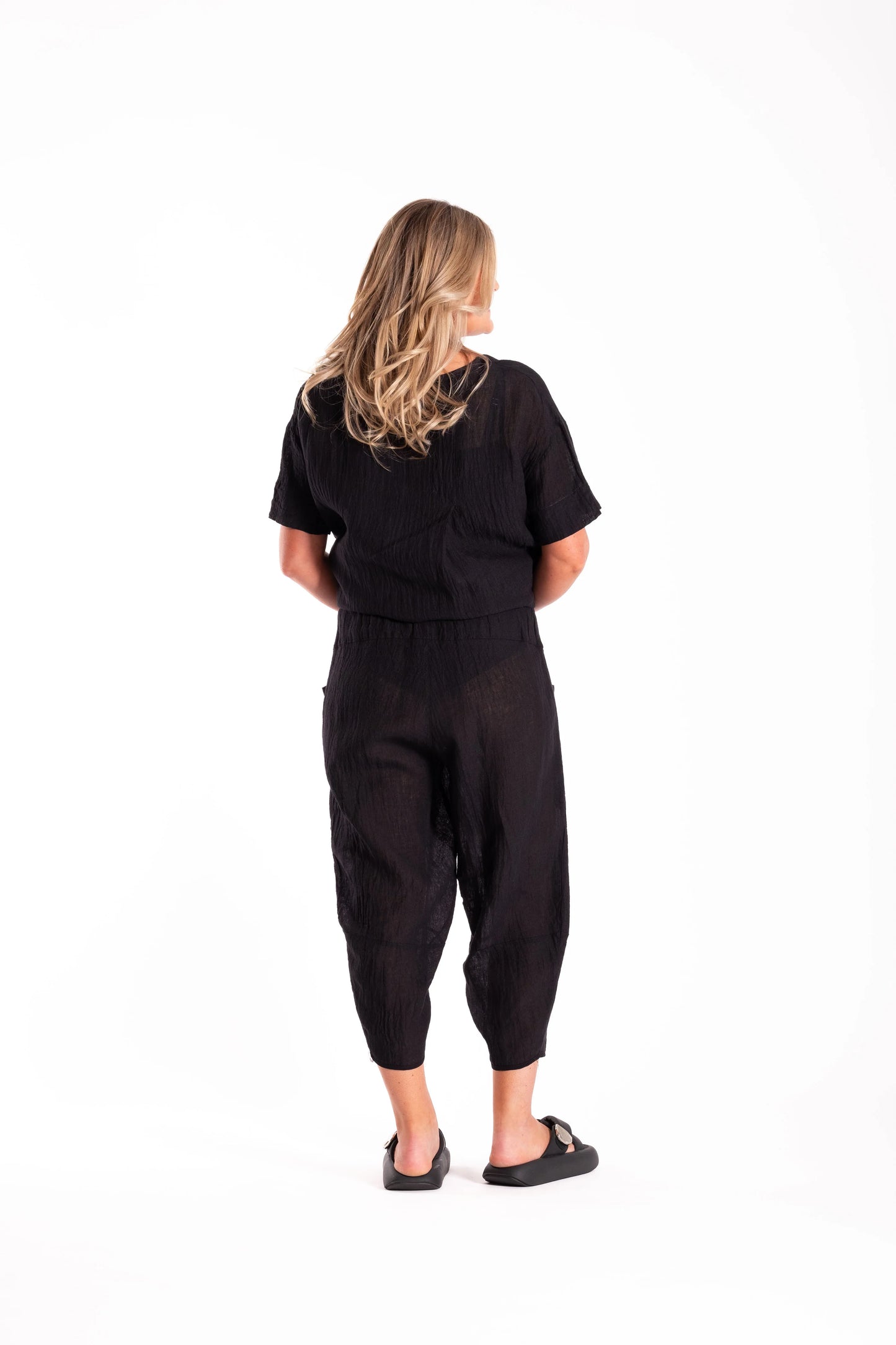 DEEANNE HOBBS COMMAND PANTS - BLACK FLAX - THE VOGUE STORE