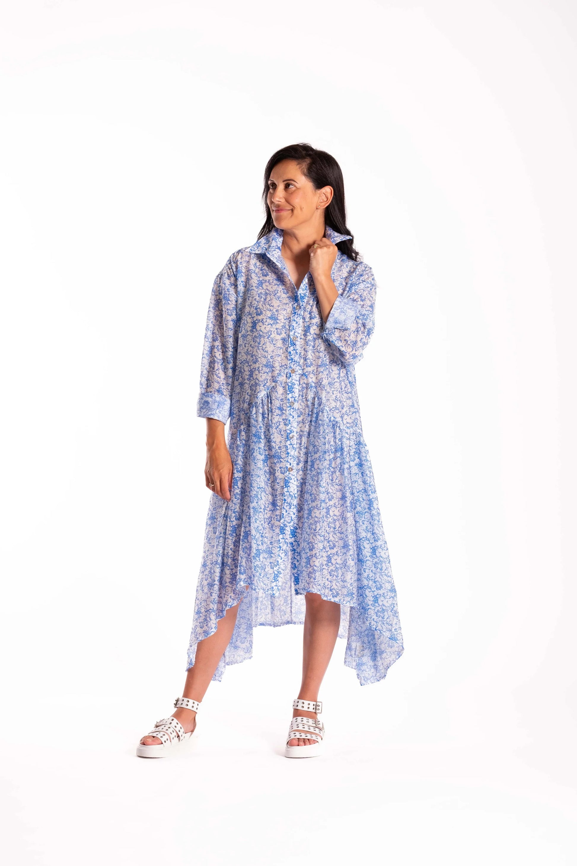 JELLICOE EMPIRE SHIRT DRESS - FRENCH BLUE - THE VOGUE STORE