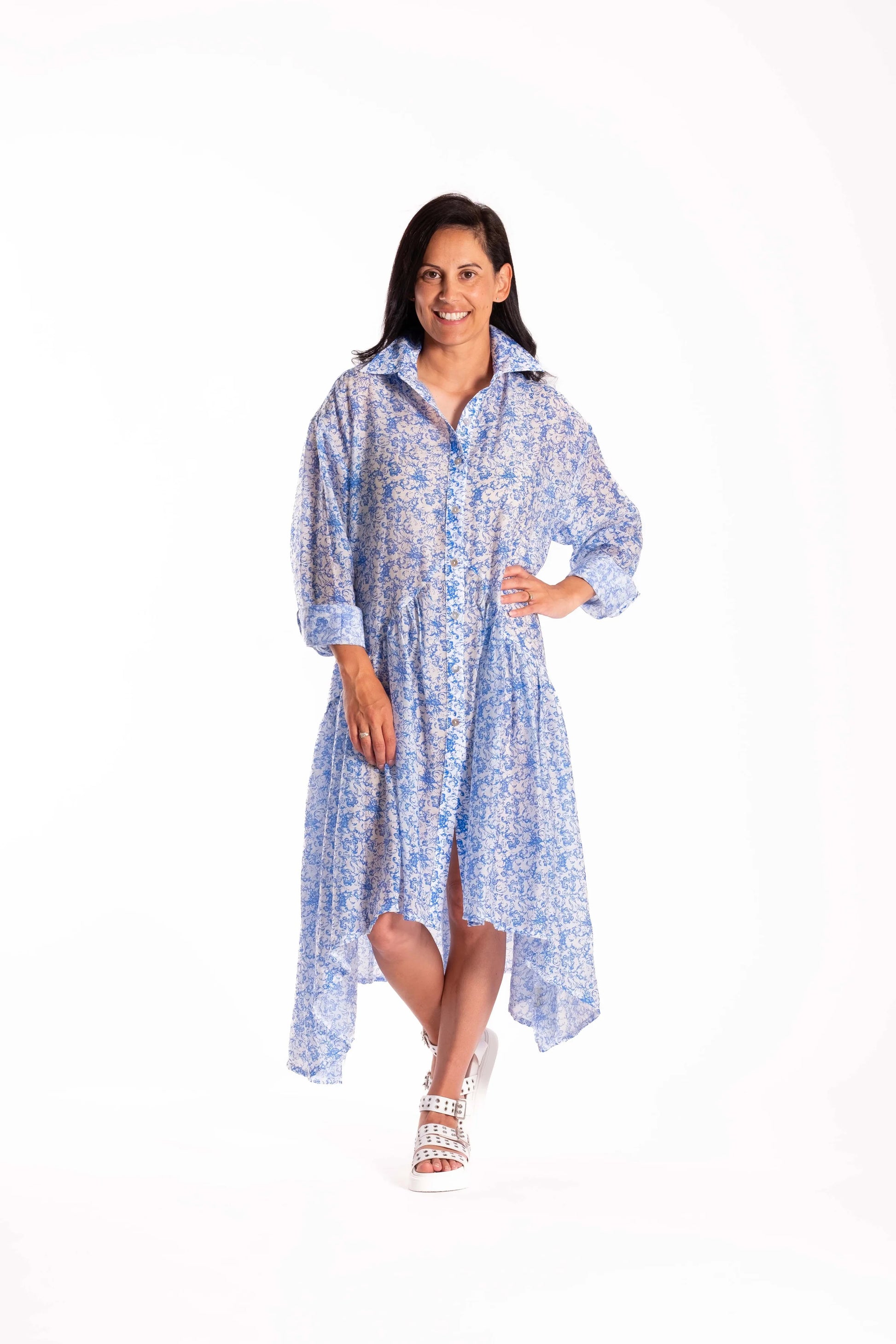 JELLICOE EMPIRE SHIRT DRESS - FRENCH BLUE - THE VOGUE STORE