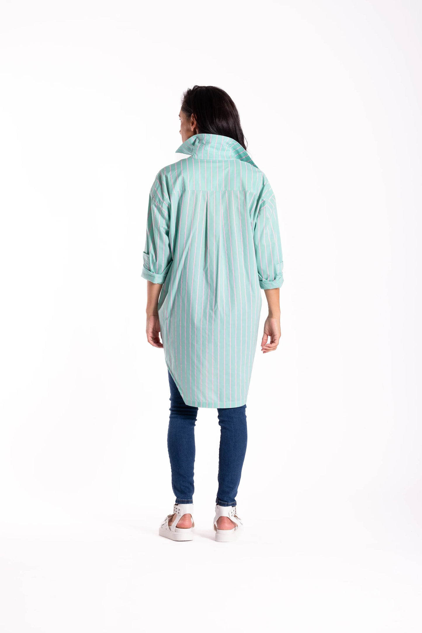 JELLICOE PROFESSOR SHIRT - MINT/PINK STRIPE - THE VOGUE STORE