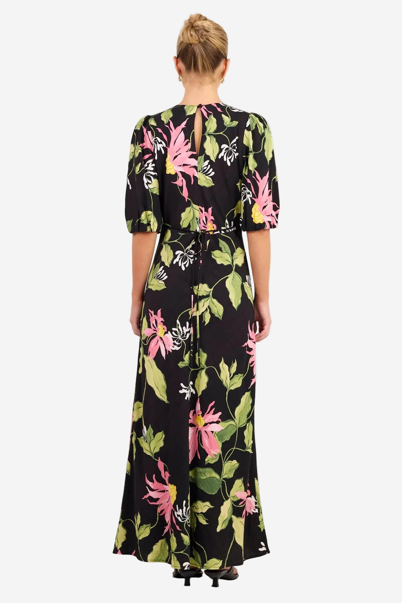 AMONG THE BRAVE AMORA BLACK BLUSH FLORAL BIAS MAXI DRESS - THE VOGUE STORE