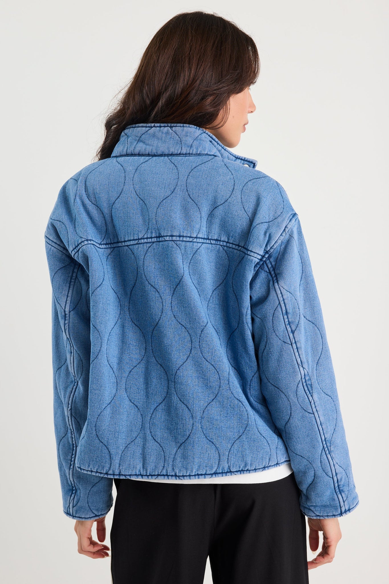 STORIES BE TOLD APEX STORM BLUE DENIM COLLARED JACKET - THE VOGUE STORE