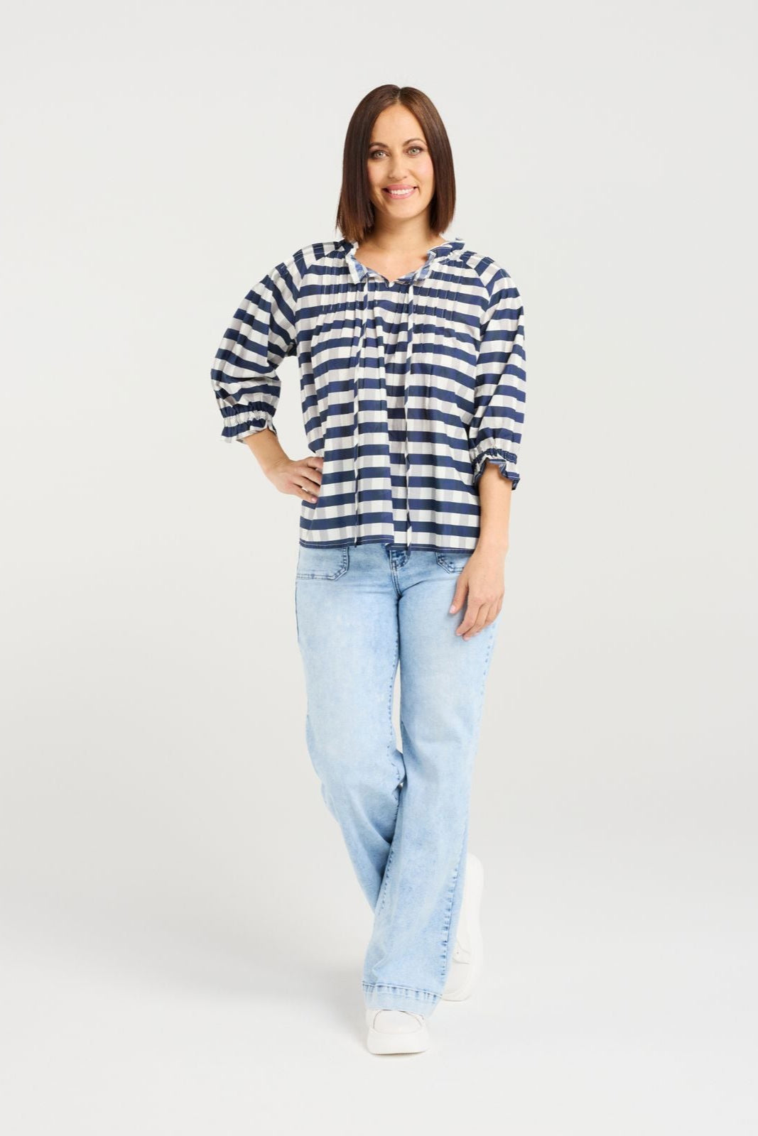 SEDUCE CLAIRE TOP - INK CHECK - THE VOGUE STORE