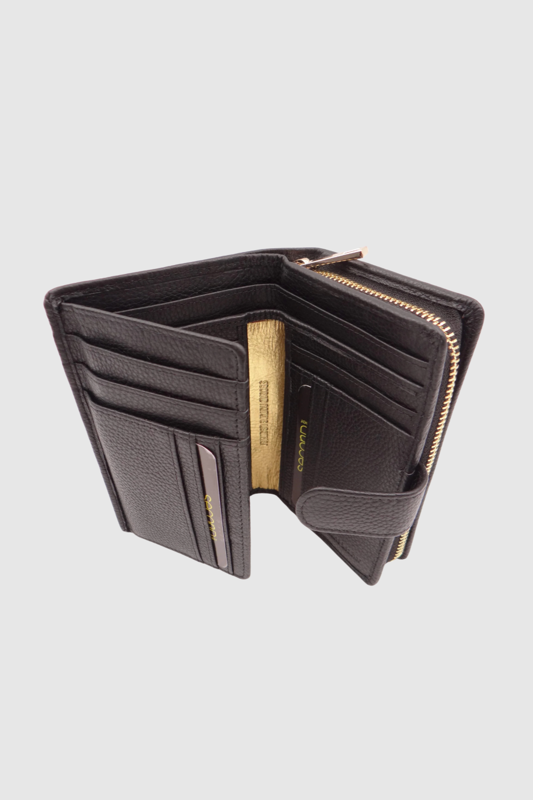 SECOND NATURE WOMENS MEDIUM TAB WALLET - BLACK/GOLD - THE VOGUE STORE