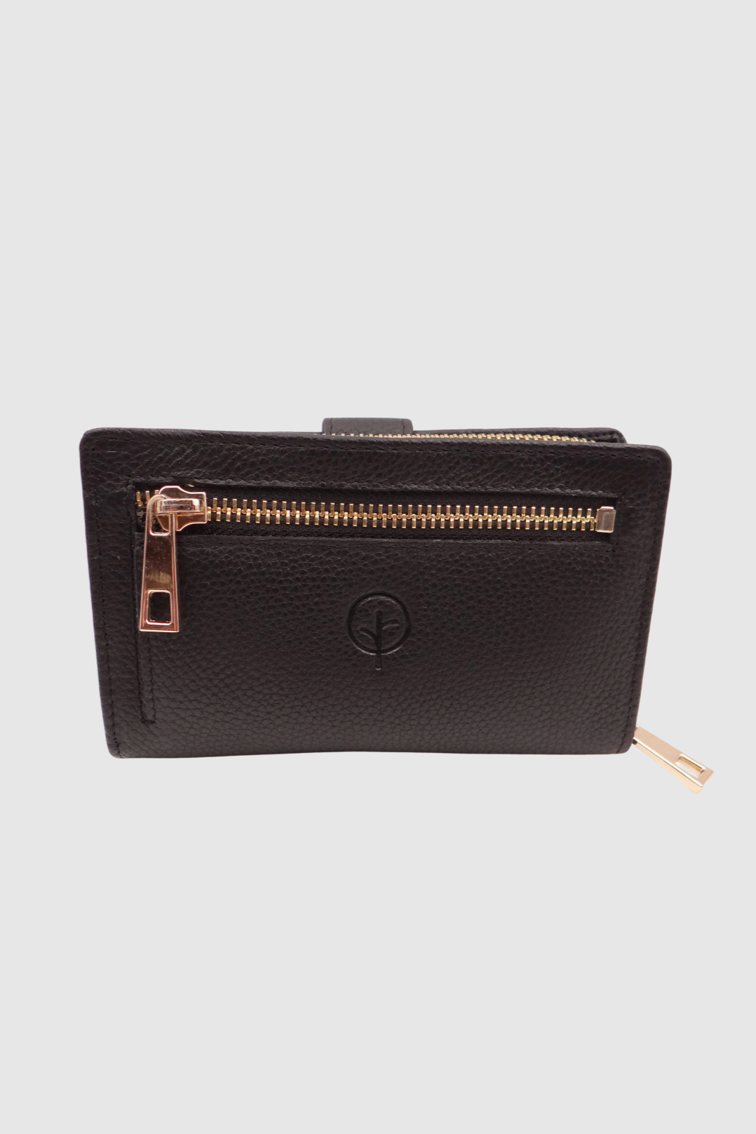 SECOND NATURE WOMENS MEDIUM TAB WALLET - BLACK/GOLD - THE VOGUE STORE