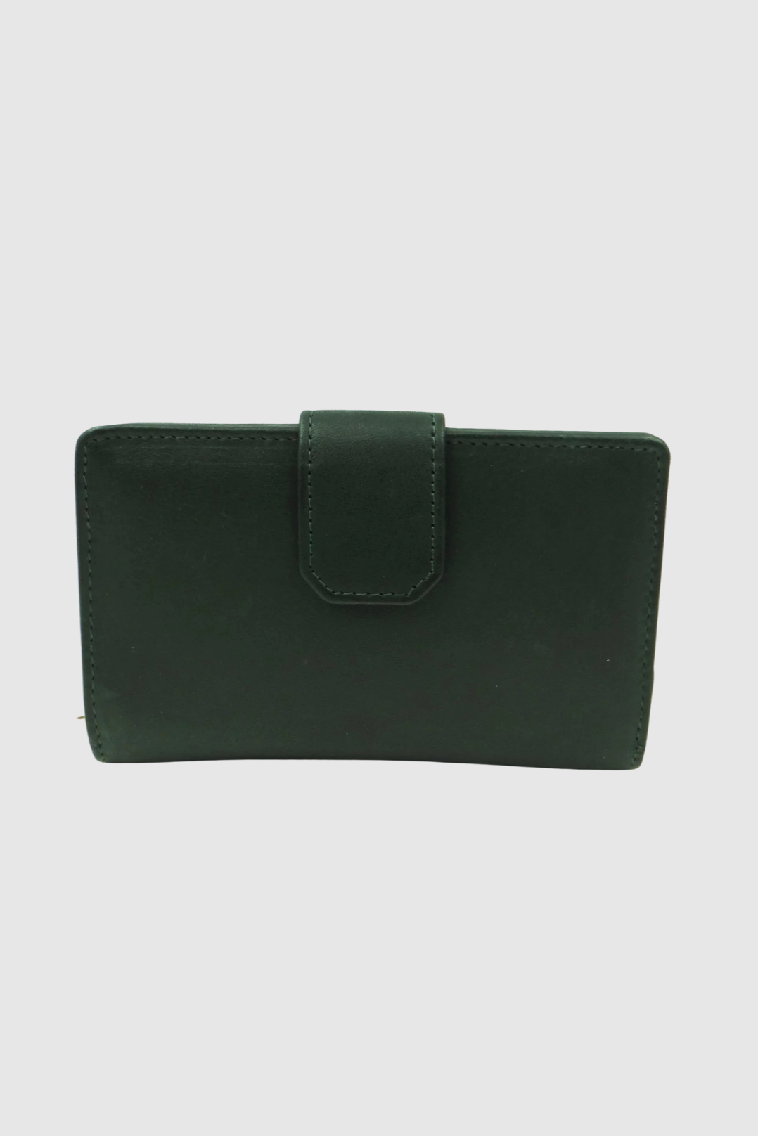 SECOND NATURE MEDIUM WALLET - BOTTLE GREEN W/ METAL ZIP - THE VOGUE STORE
