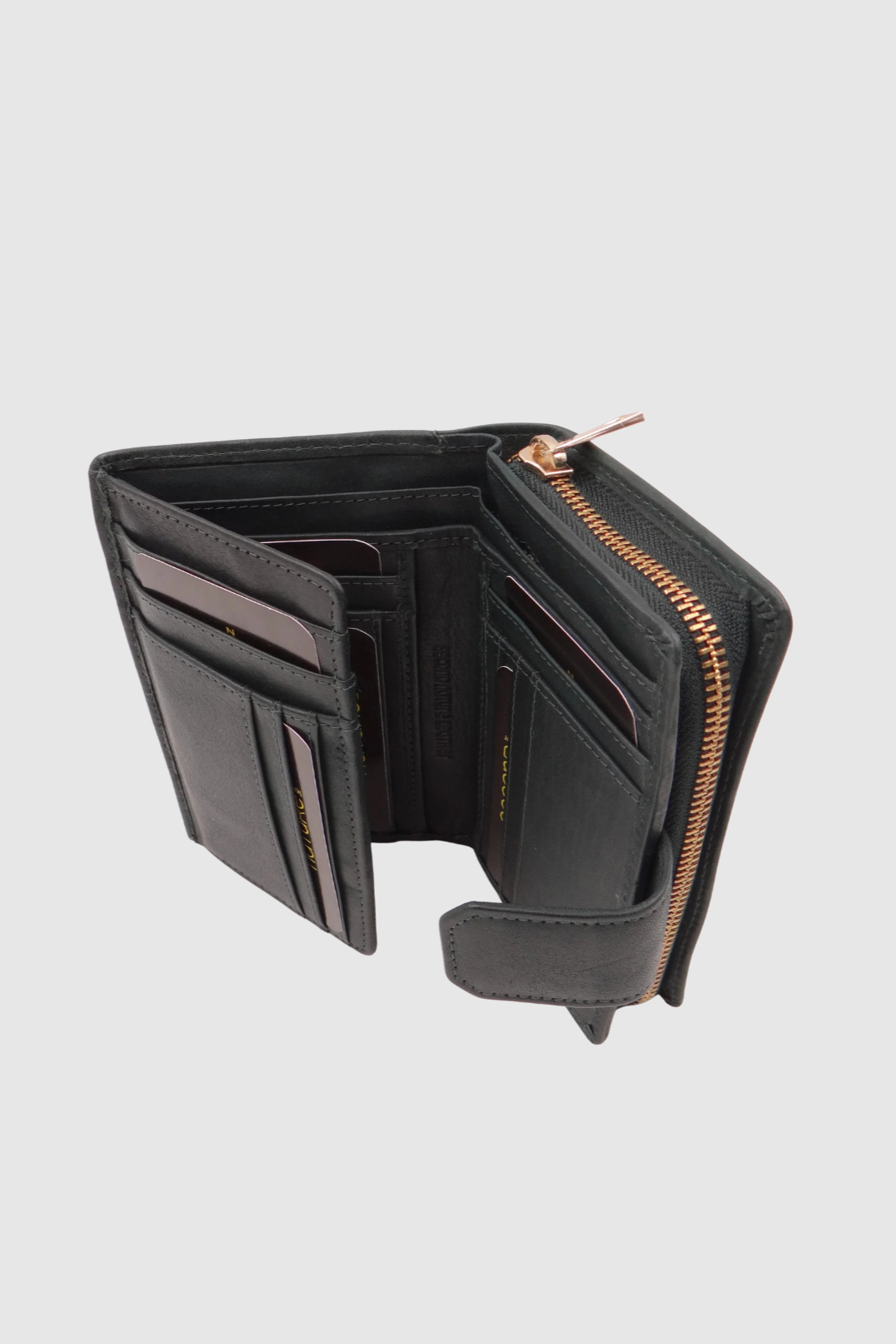 SECOND NATURE MEDIUM WALLET - BOTTLE GREEN W/ METAL ZIP - THE VOGUE STORE