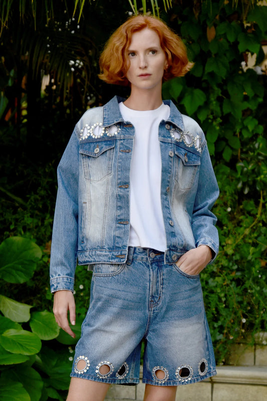 COOP DIAMOND LIFE JACKET - BLUE DENIM - THE VOGUE STORE