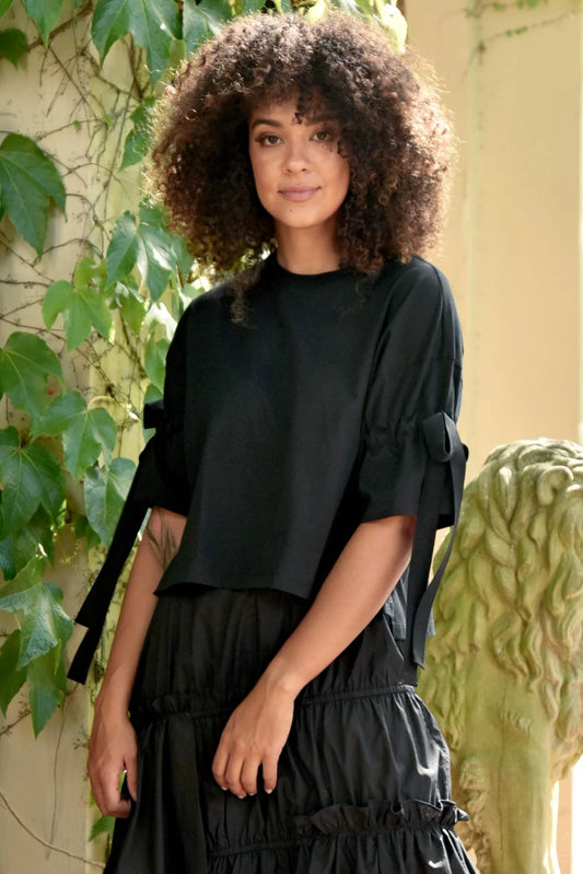 COOP - TIED UP ALL DAY T-SHIRT - BLACK - THE VOGUE STORE