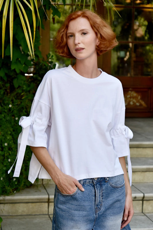 COOP TIED UP ALL DAY T-SHIRT - WHITE - THE VOGUE STORE
