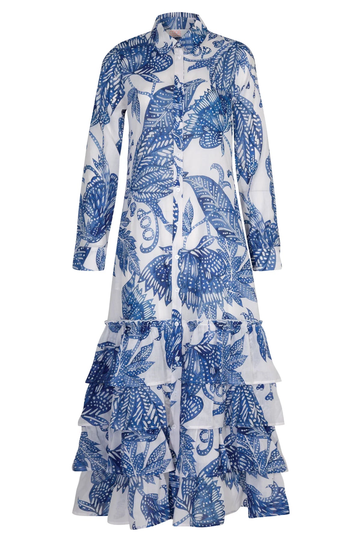 COOP FRILL-ER INSTINCT DRESS - BLUE & WHITE - THE VOGUE STORE