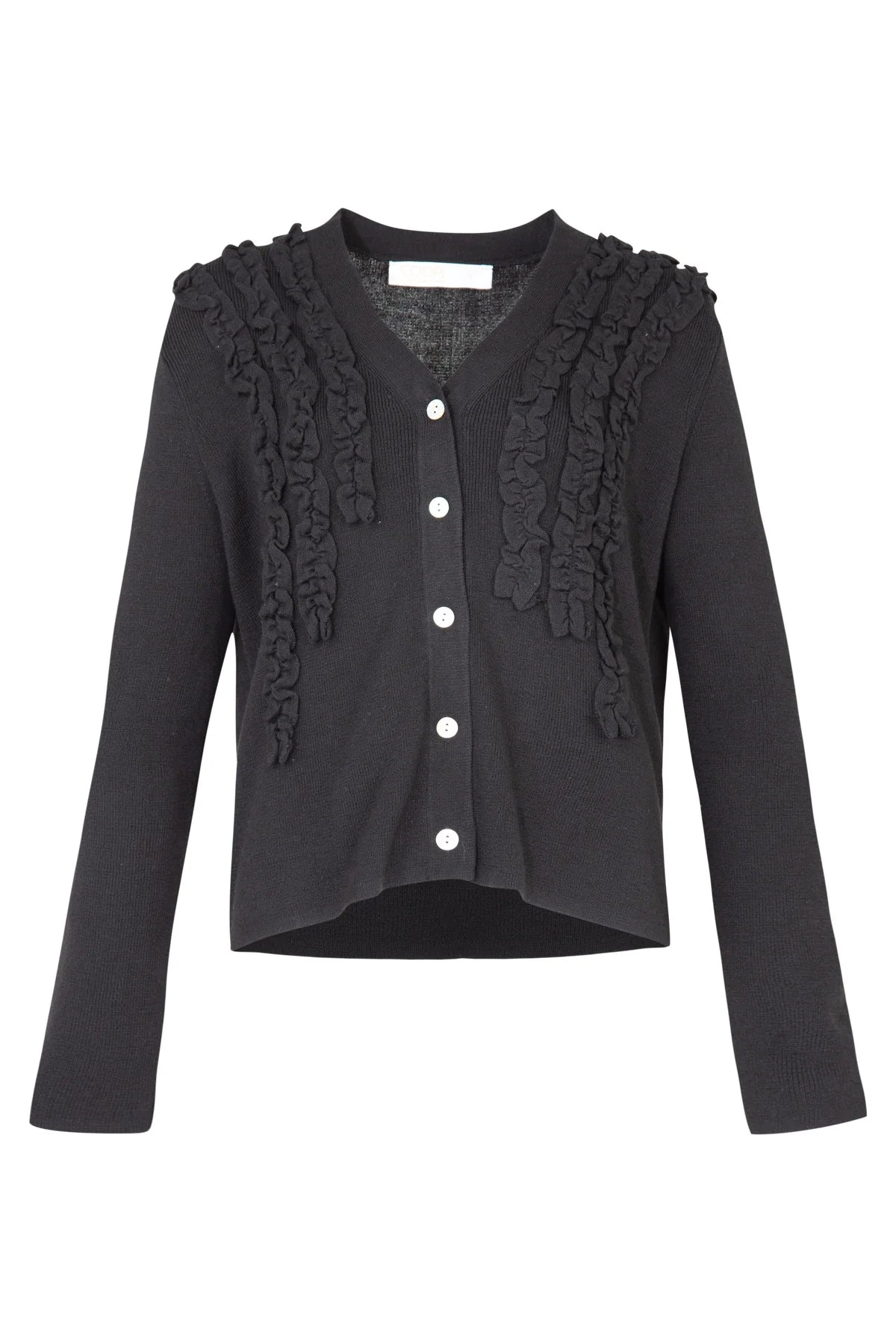 COOP FRILLUXE CARDIGAN - BLACK - THE VOGUE STORE