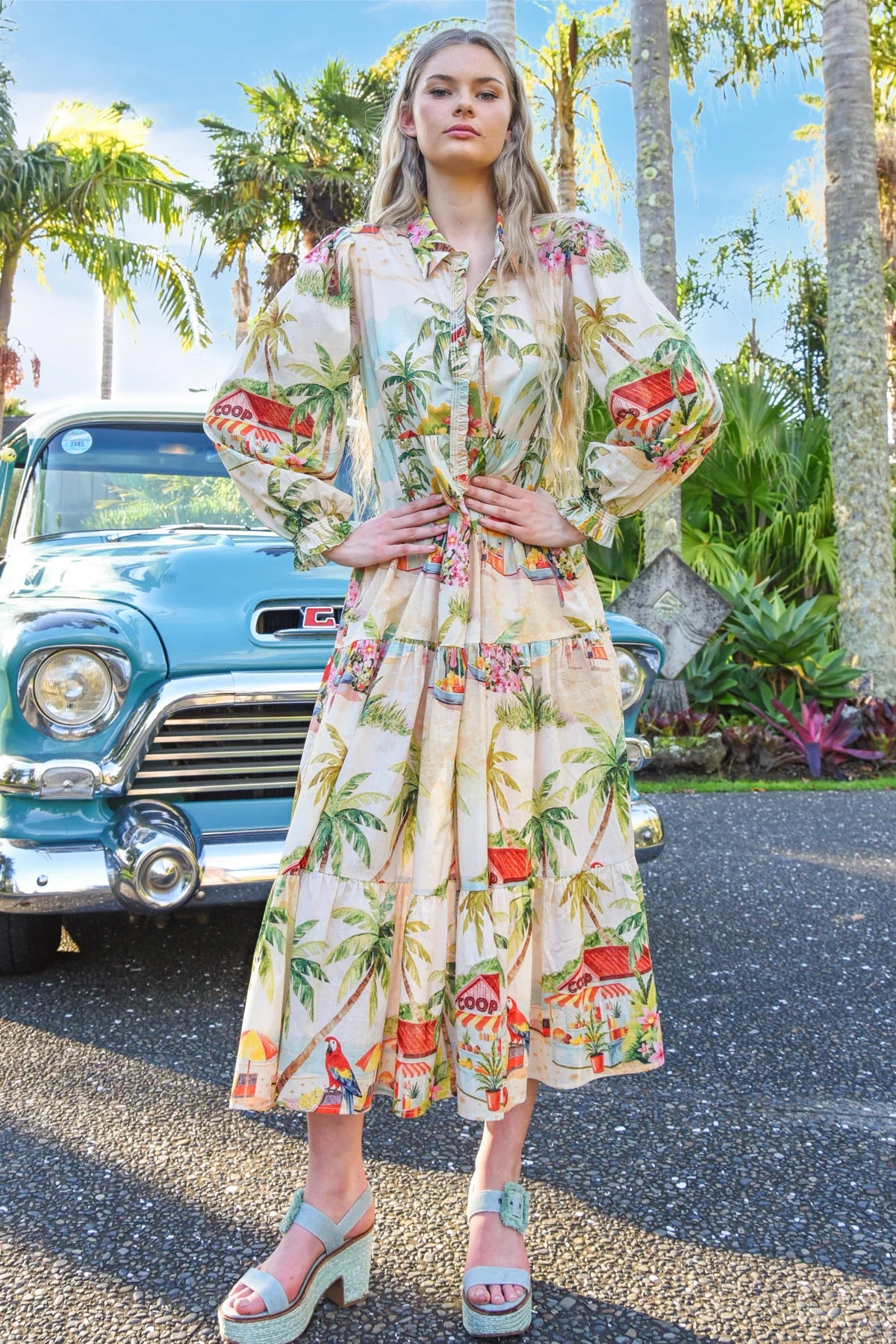 COOP PICOT-A-BOO DRESS - PALM BEACH - THE VOGUE STORE