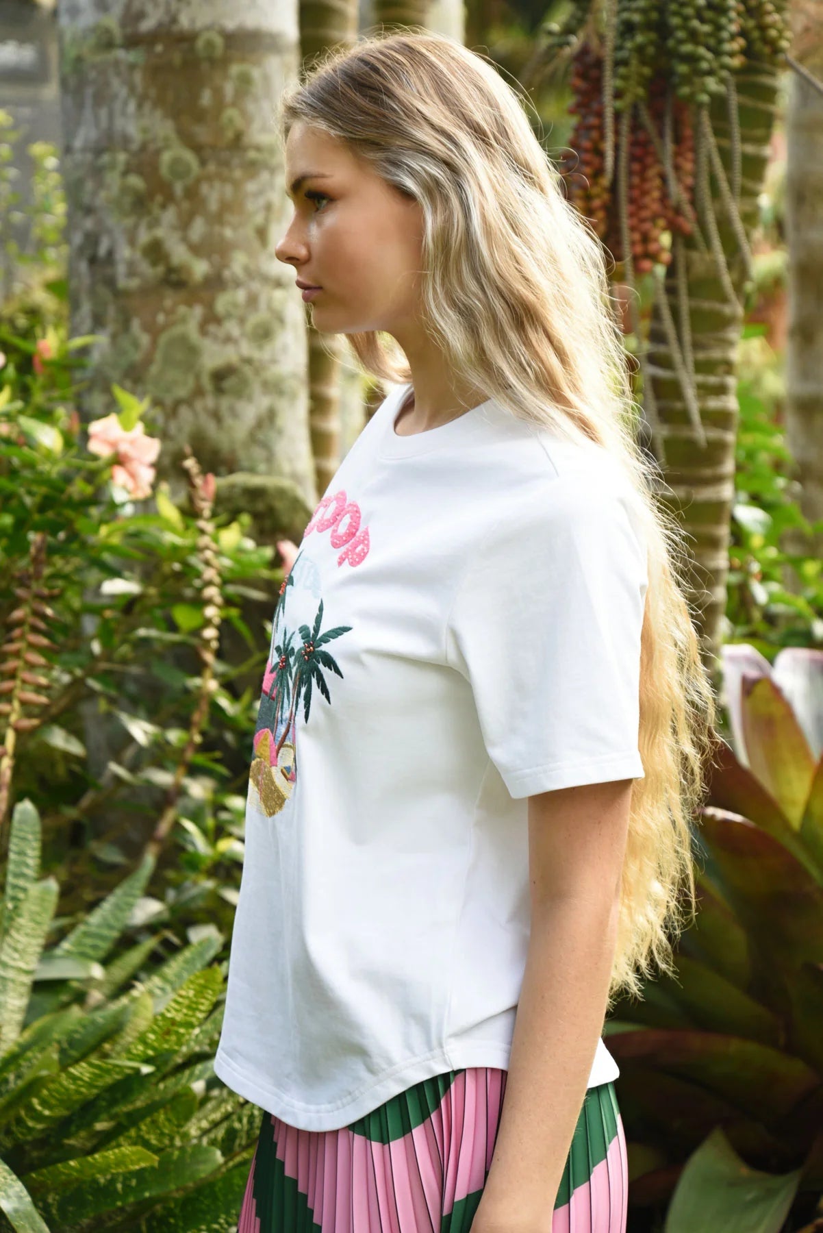 COOP BEACHY KEEN T-SHIRT - WHITE & PINK - THE VOGUE STORE