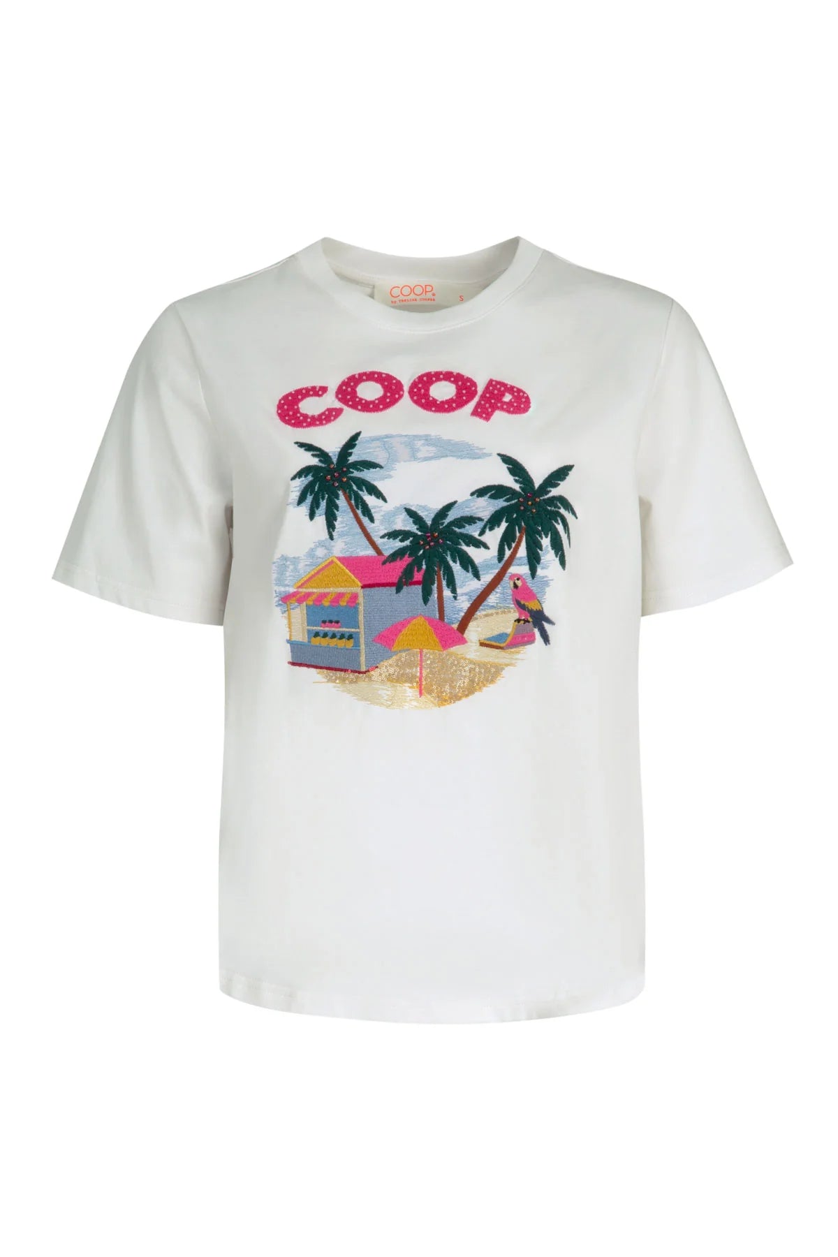 COOP BEACHY KEEN T-SHIRT - WHITE & PINK - THE VOGUE STORE