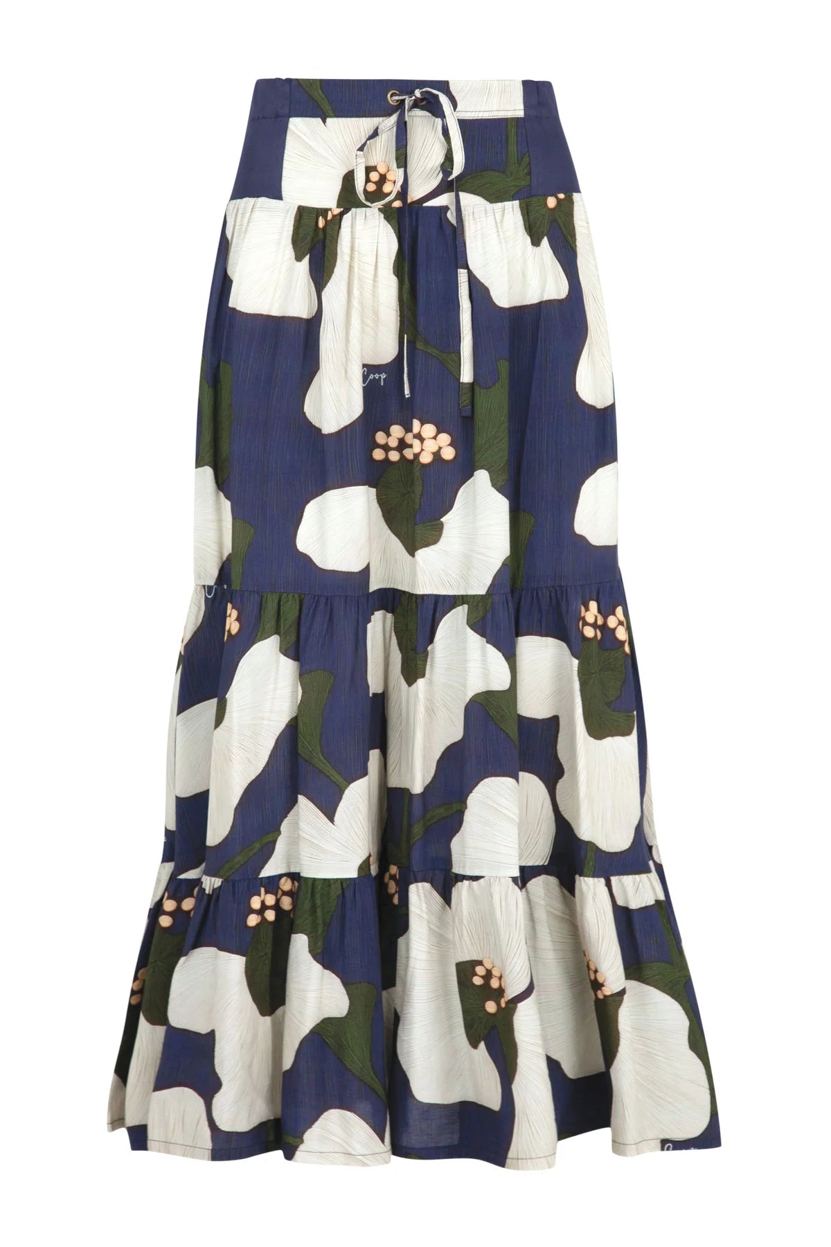 COOP TIER FACTOR SKIRT - NAVY FLORAL - THE VOGUE STORE