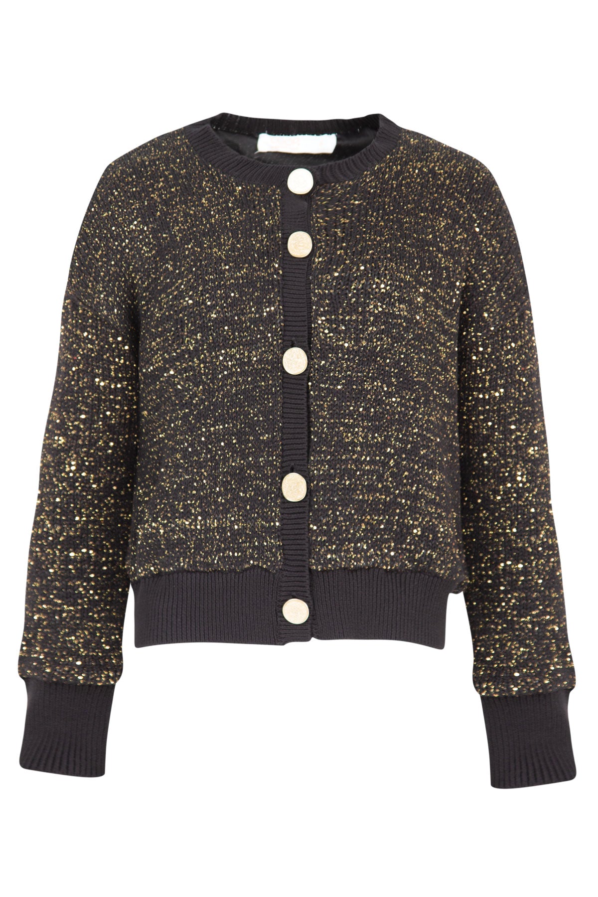 COOP SHINE OF THE TIMES CARDIGAN - BLACK & GOLD - THE VOGUE STORE