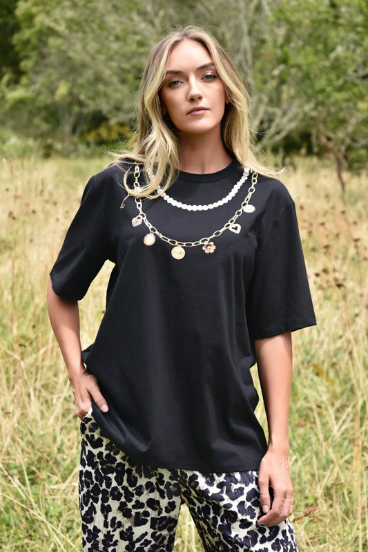 CURATE CHARM SCHOOL T SHIRT - BLACK - THE VOGUE STORE
