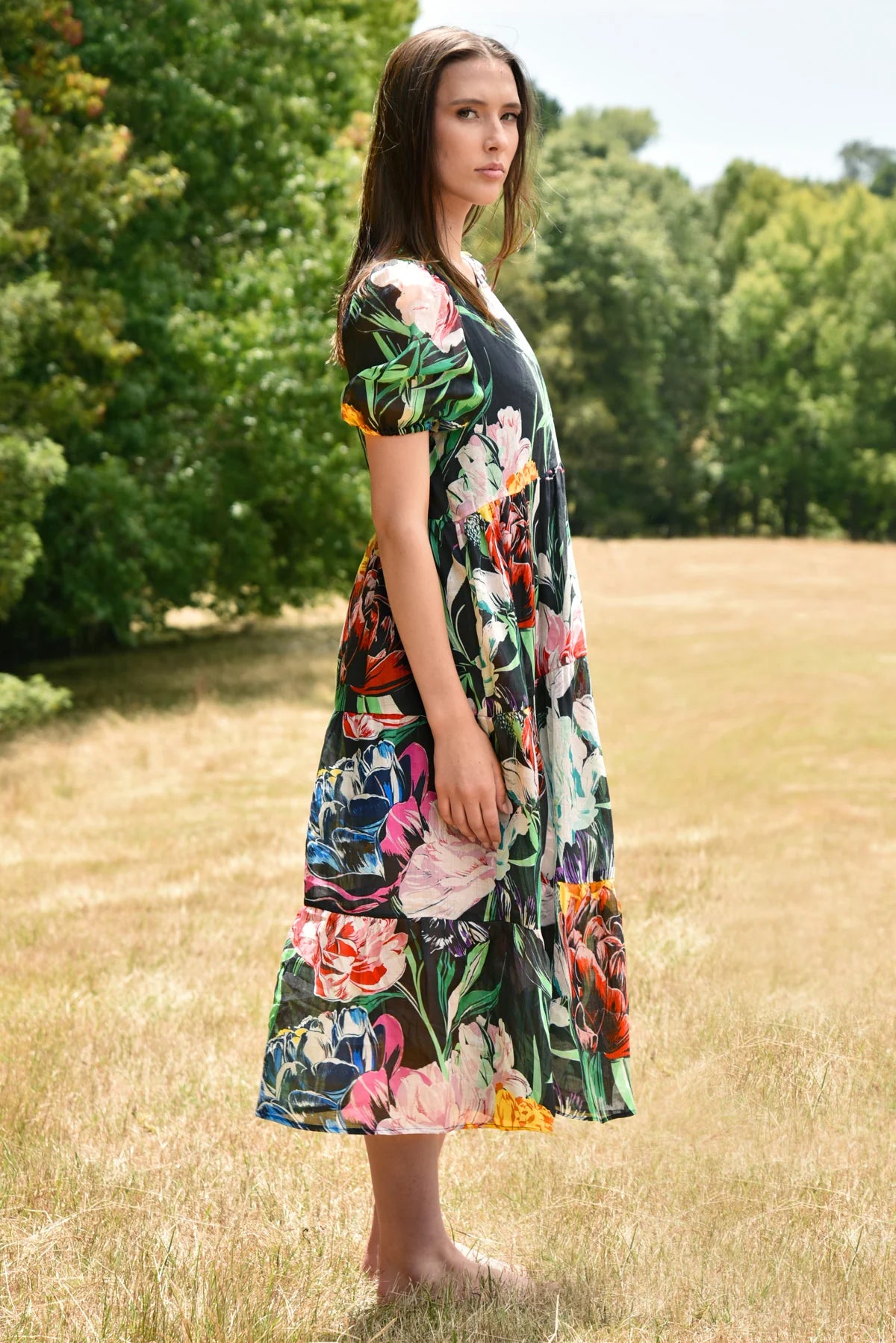 CURATE DREAMING OF SPRING DRESS - BLACK FLORAL - THE VOGUE STORE