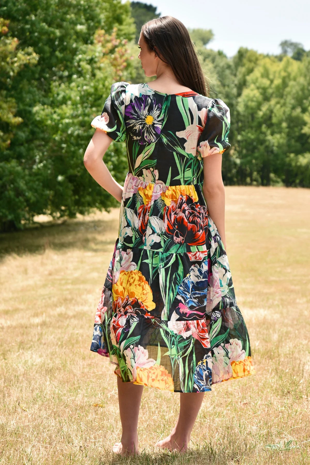 CURATE DREAMING OF SPRING DRESS - BLACK FLORAL - THE VOGUE STORE