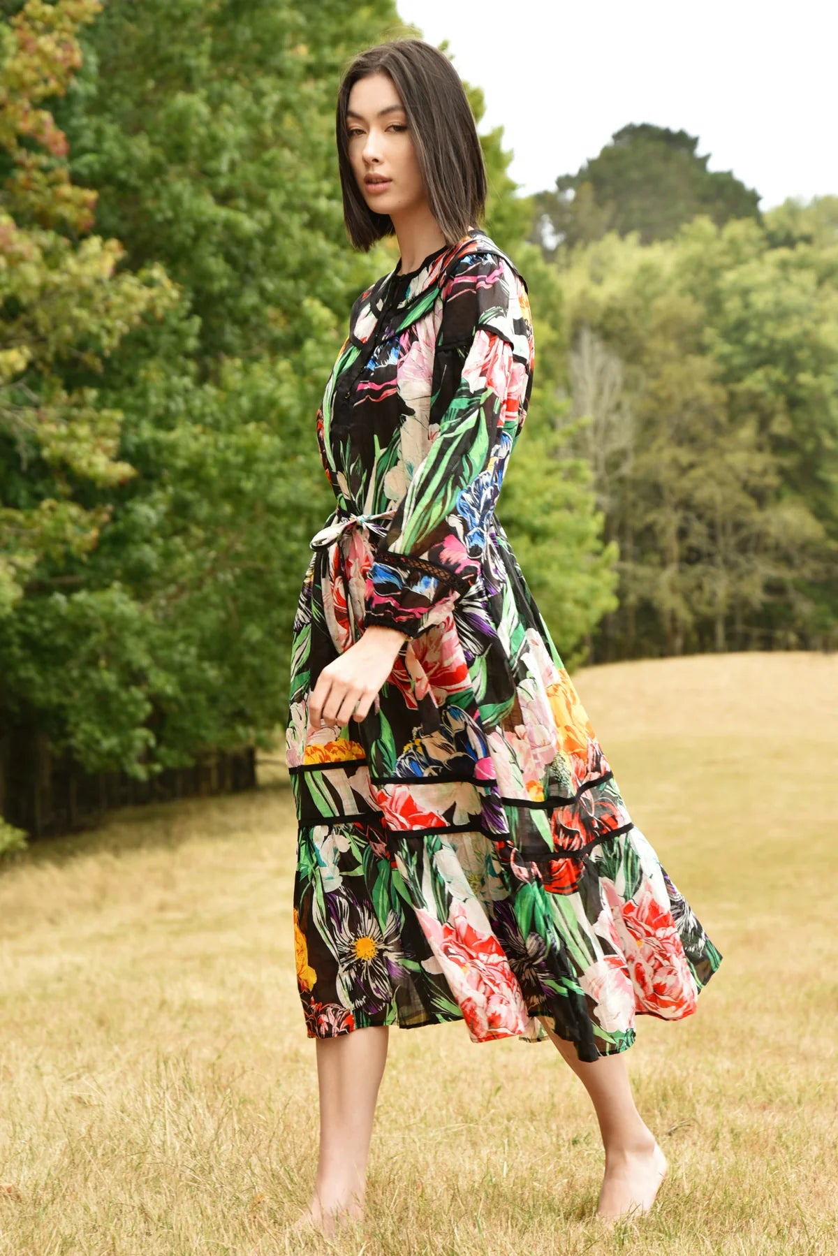 CURATE MAXIMUM VOLUME DRESS - BLACK FLORAL - THE VOGUE STORE