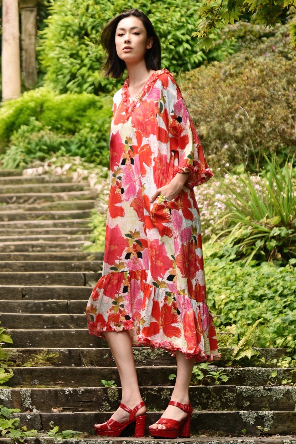 CURATE ICON STATUS DRESS - PINK FLORAL - THE VOGUE STORE