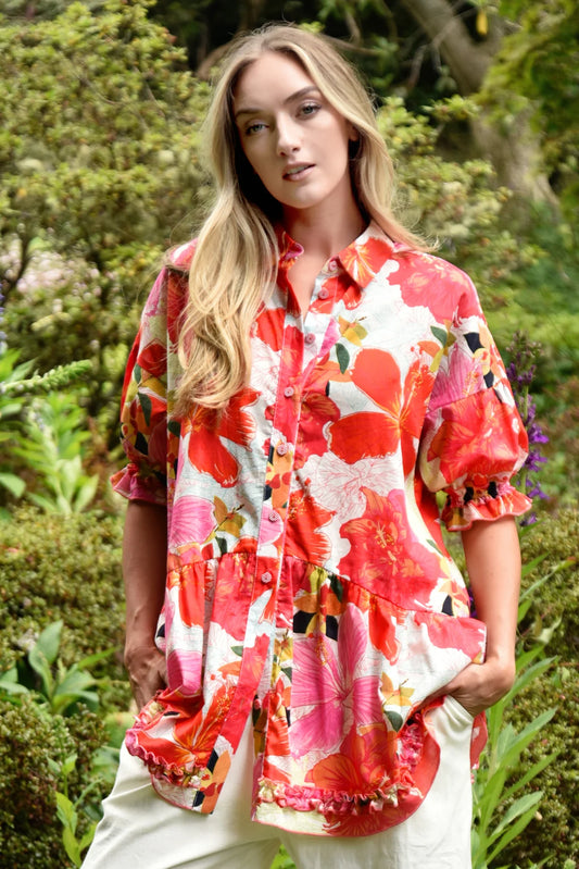 CURATE MAKE THE CUT SHIRT - PINK FLORAL - THE VOGUE STORE