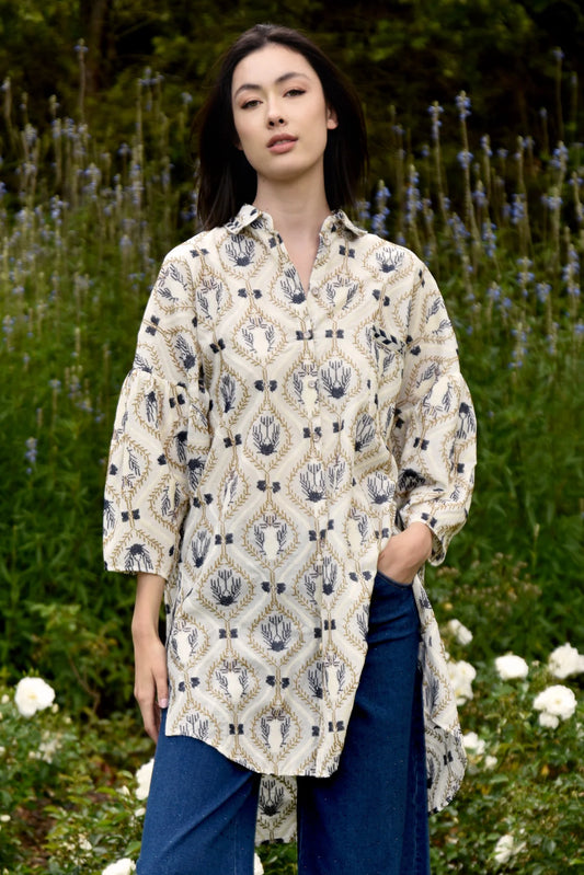CURATE SOMETHING BORROWED SHIRT - IVORY EMBROIDERY - THE VOGUE STORE