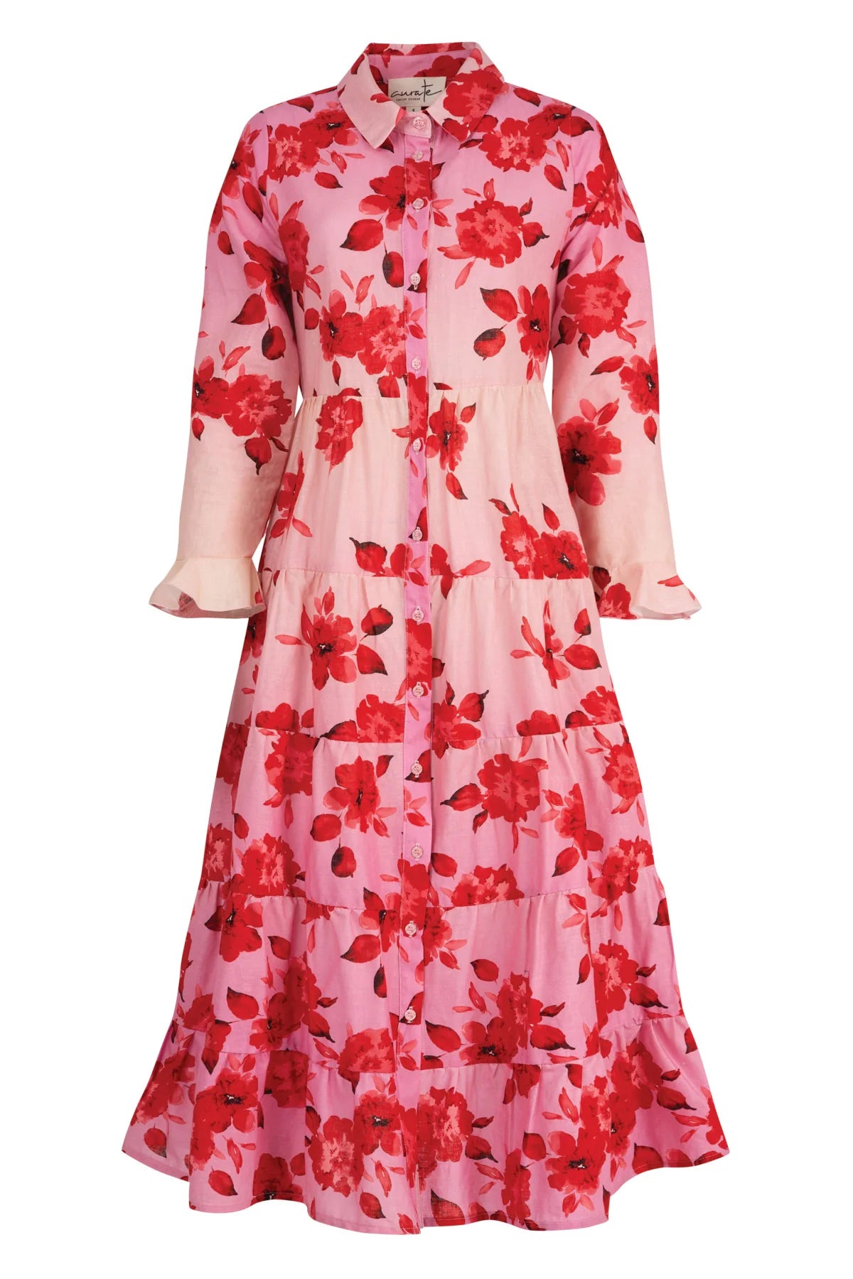 CURATE IN THE LONG DRESS - PINK/RED - THE VOGUE STORE