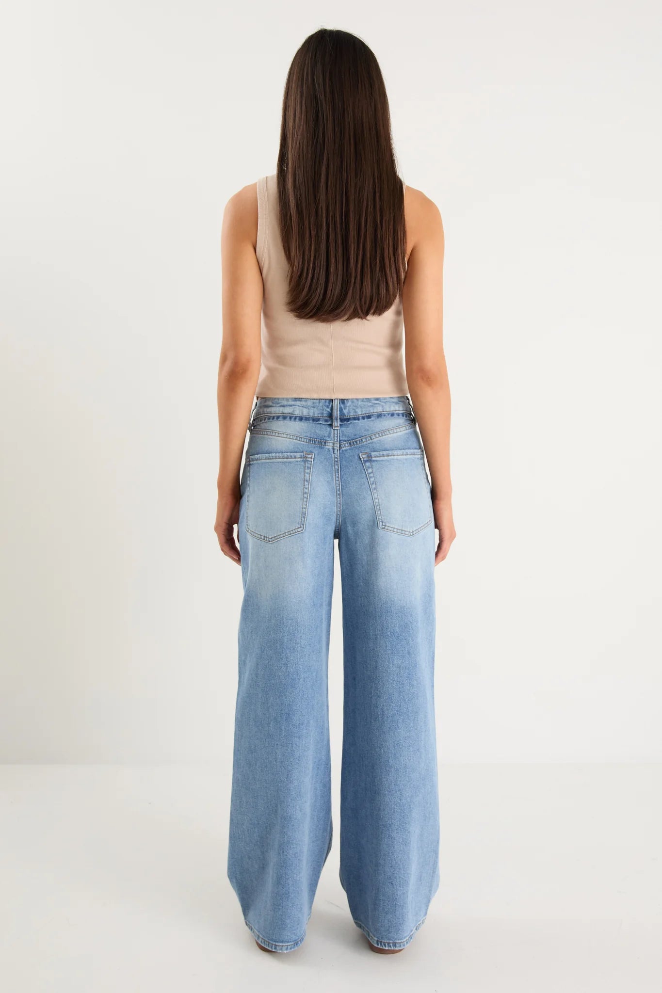 STORIES BE TOLD COLLEGE LIGHT BLUE WIDE LEG TIE BELT JEAN - LIGHT BLUE - THE VOGUE STORE