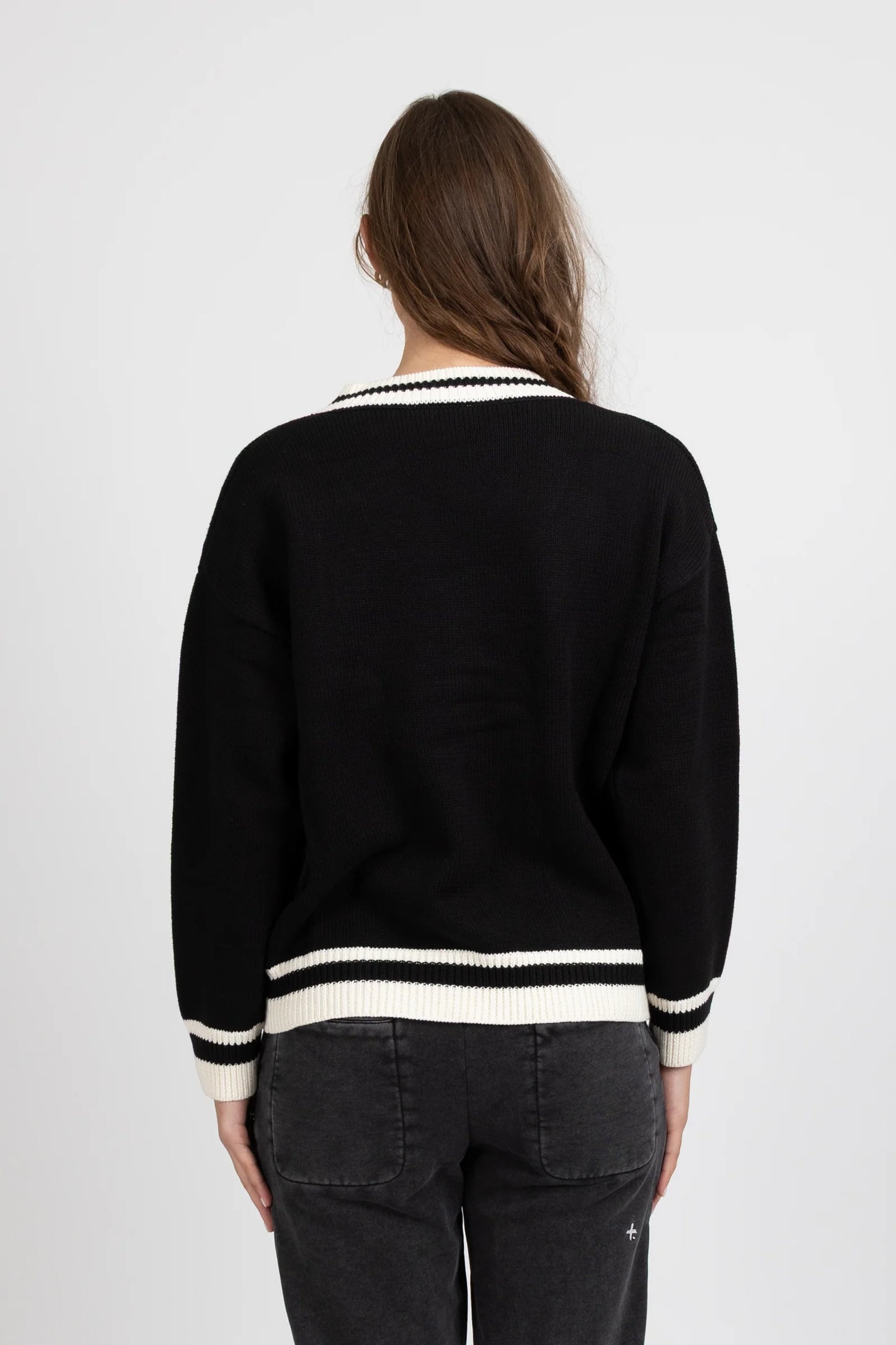 FEDERATION COLLEGE CARDI QUAD - BLACK - THE VOGUE STORE
