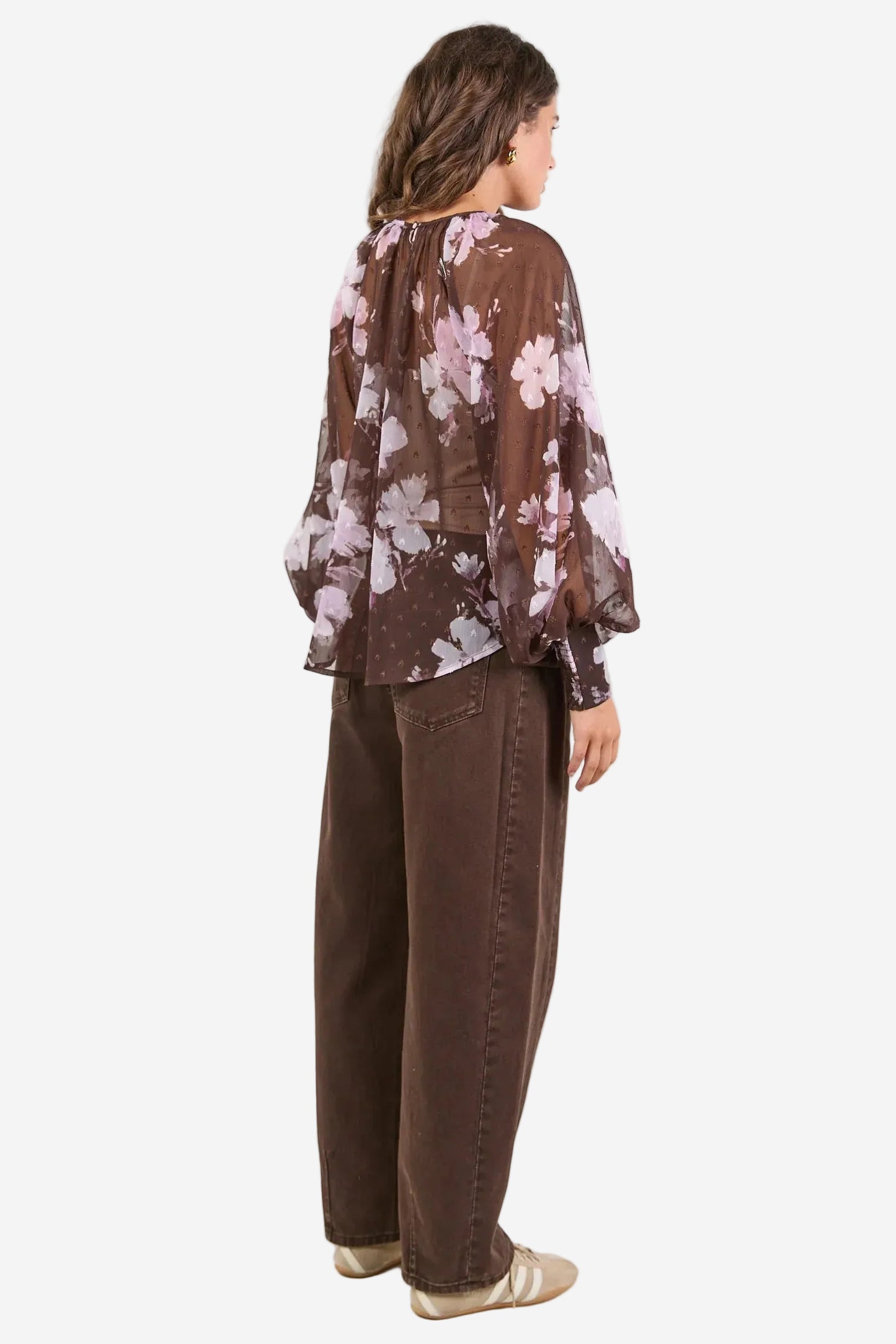 STORIES BE TOLD COSMOPOLITAN COCOA BLOSSOM CREW NECK LONG SLEEVE TOP - THE VOGUE STORE
