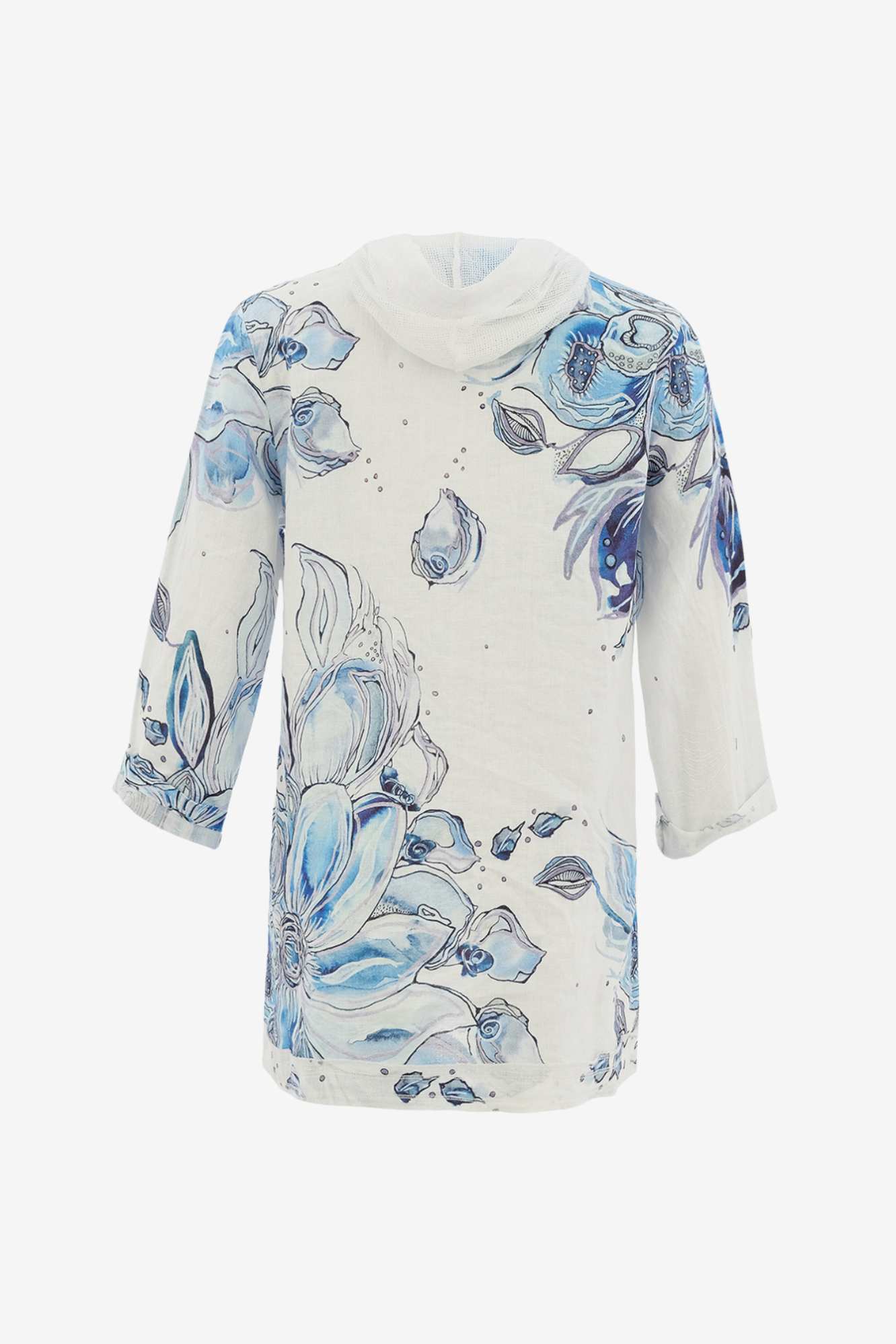 DOLCEZZA AMY TIEMAN HOODED JACKET - BLUE FLOWERS - THE VOGUE STORE