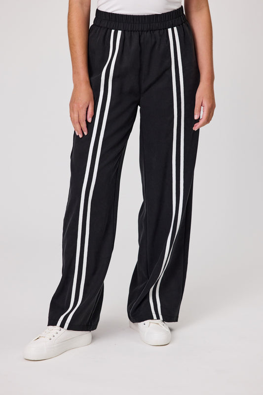 DUO MILA STRIPE PANT - BLACK - THE VOGUE STORE