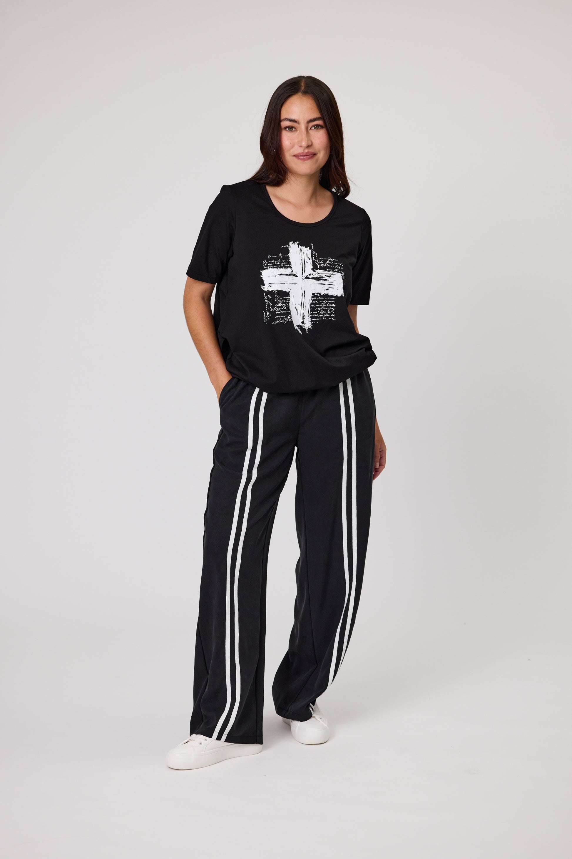 DUO MILA STRIPE PANT - BLACK - THE VOGUE STORE