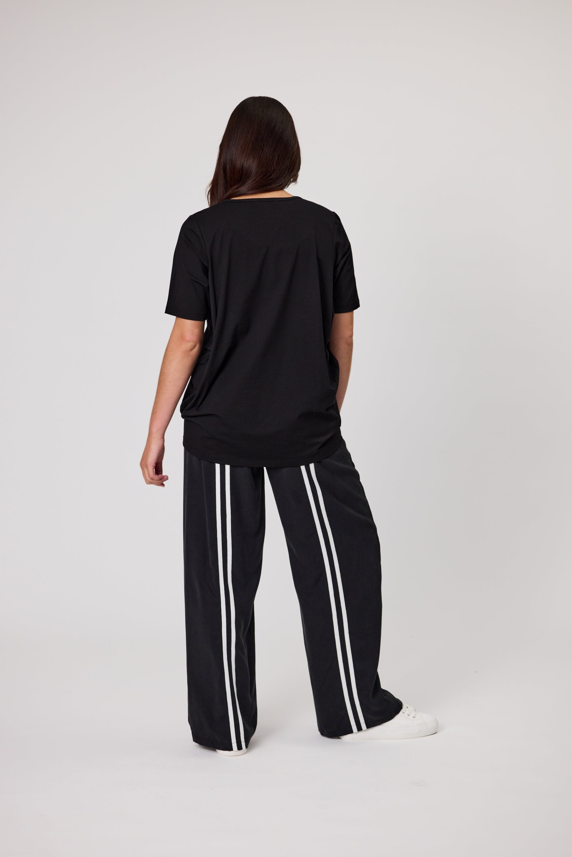 DUO MILA STRIPE PANT - BLACK - THE VOGUE STORE