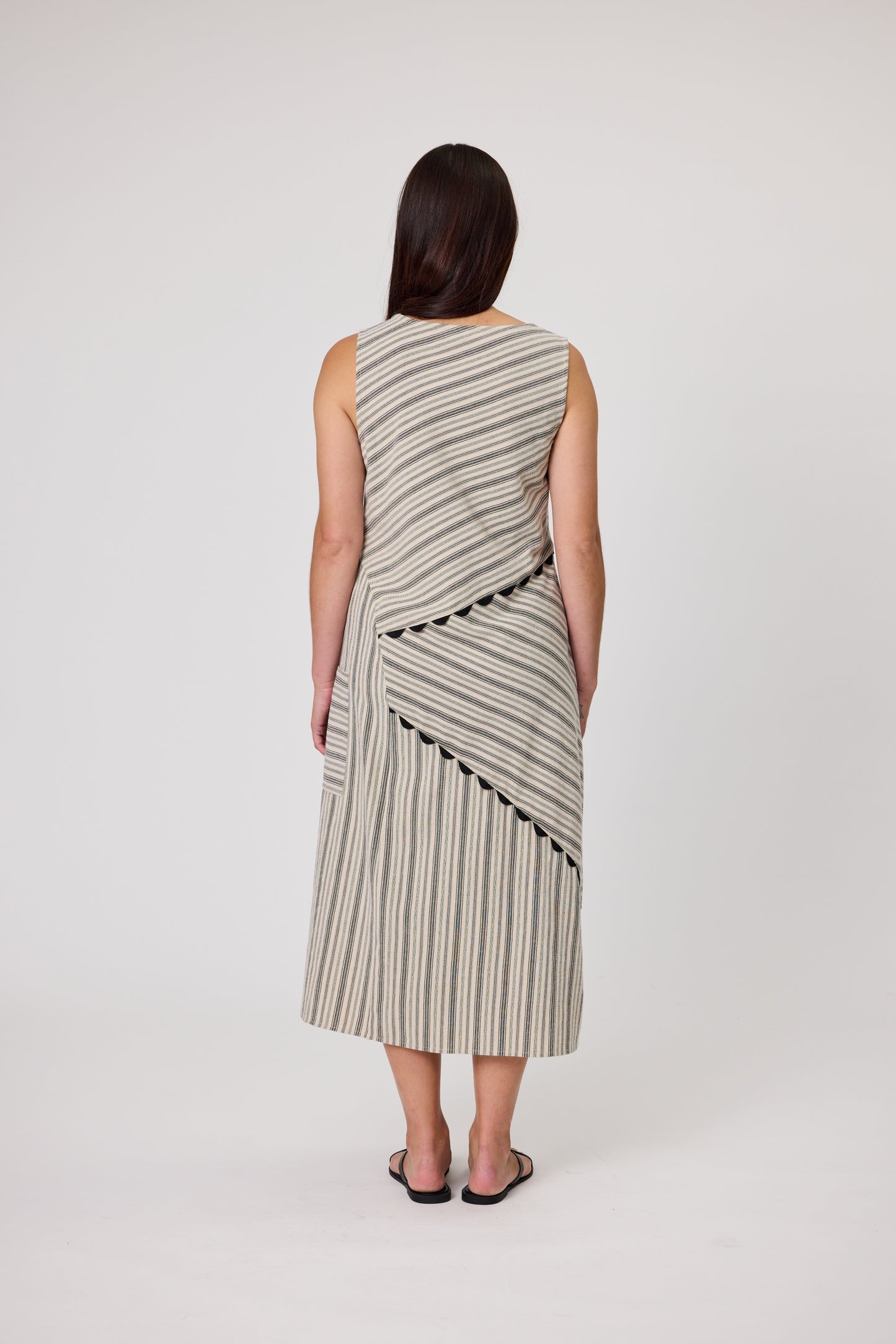 DUO JUDE BIAS DRESS - NATURAL STRIPES - THE VOGUE STORE