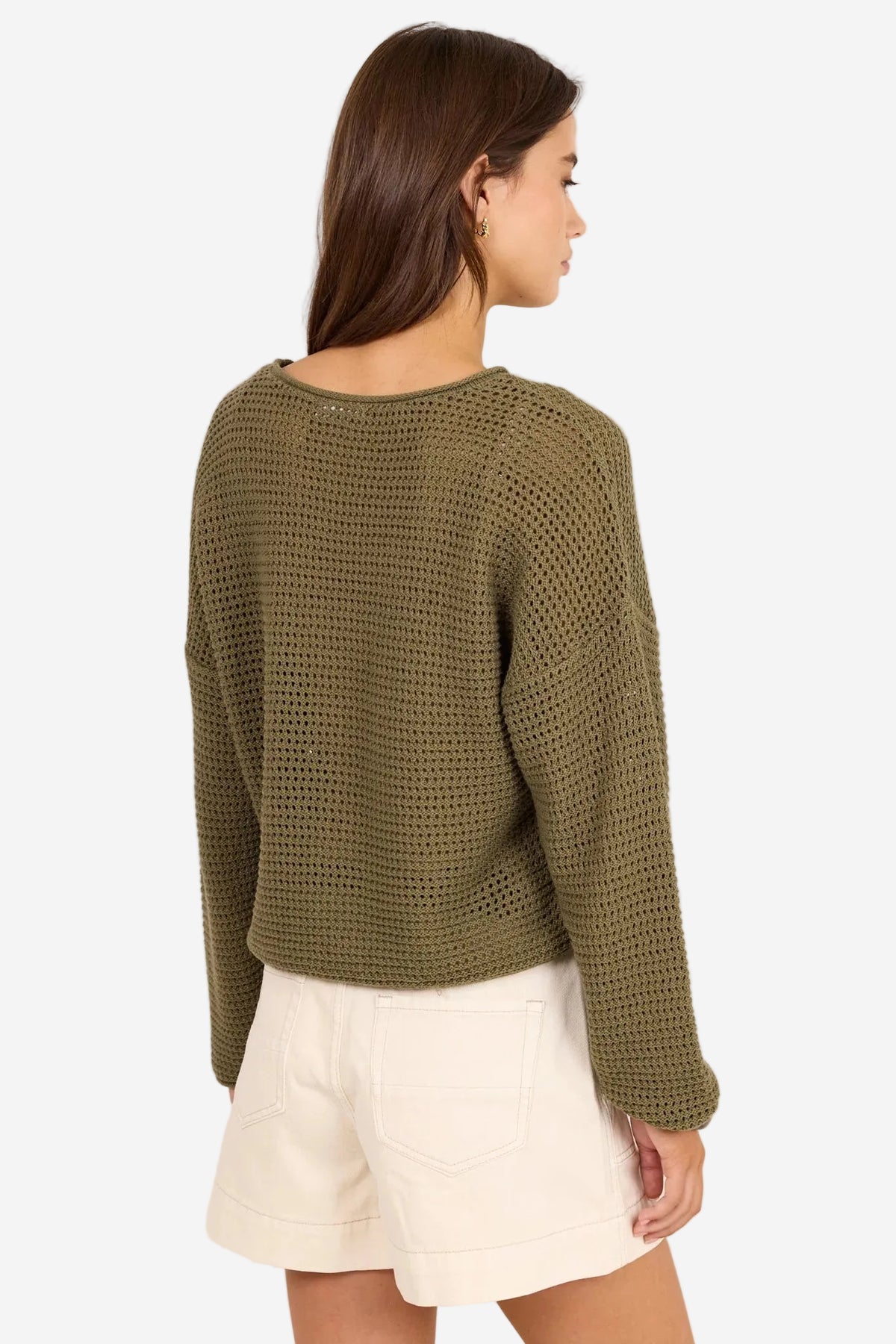 RE:UNION DAWN LIGHT KHAKI KNIT CROCHET JUMPER - THE VOGUE STORE
