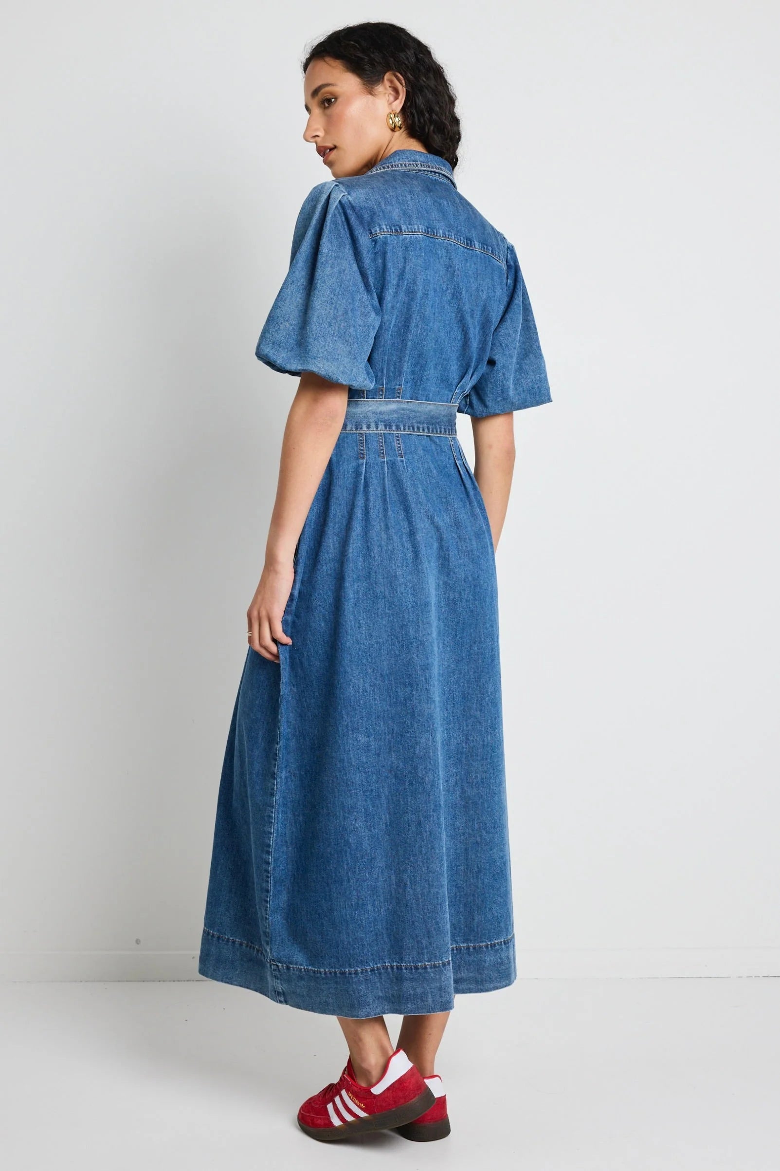 AMONG THE BRAVE DUSK STORM PUFF SLEEVE MAXI SHIRT DRESS - THE VOGUE STORE