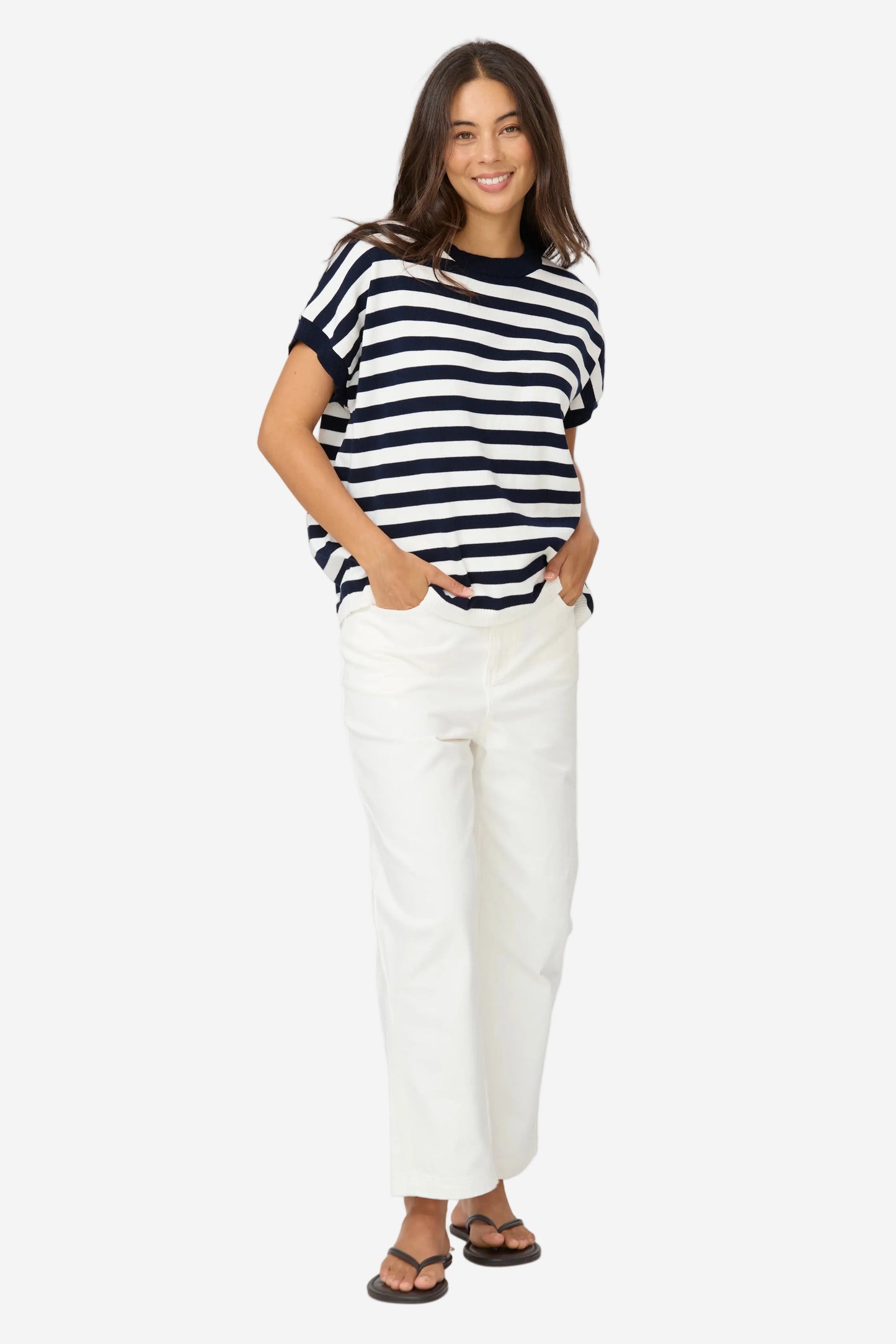STELLA + GEMMA GWEN TEE - MILK/MIDNIGHT STRIPE - THE VOGUE STORE