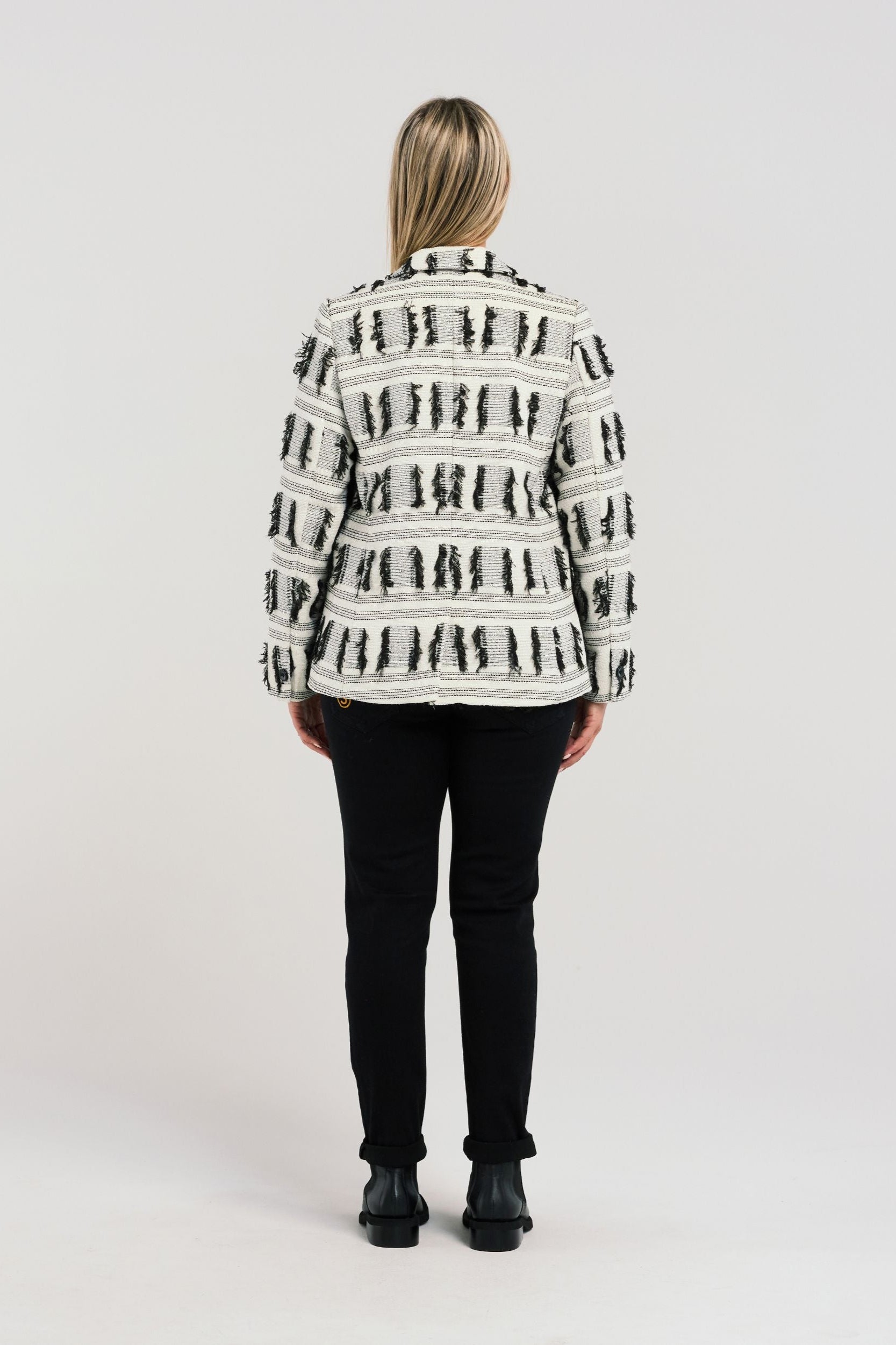 ZAFINA JORDAN BLAZER - BLACK WHITE MIX - THE VOGUE STORE