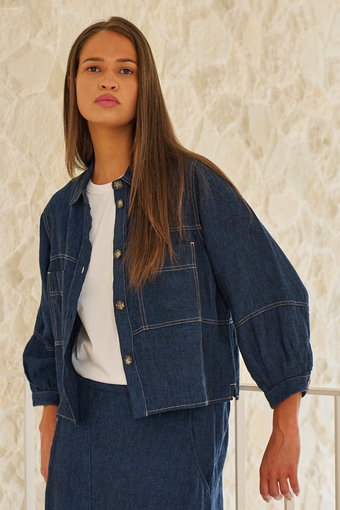 NATURALS BY O&J LINEN JACKET - ECLIPSE - THE VOGUE STORE