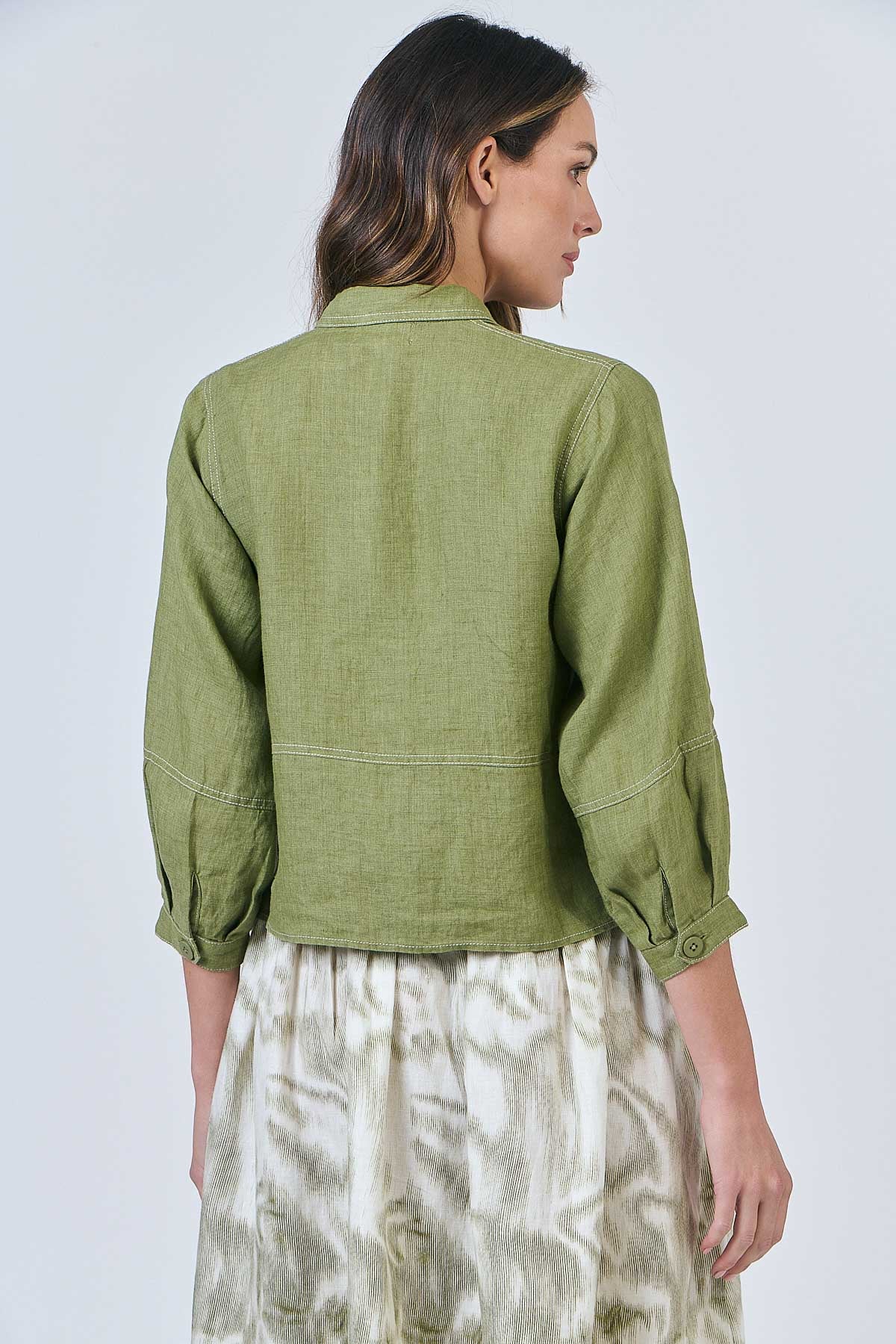 NATURALS BY O&J LINEN JACKET - MOSS - THE VOGUE STORE