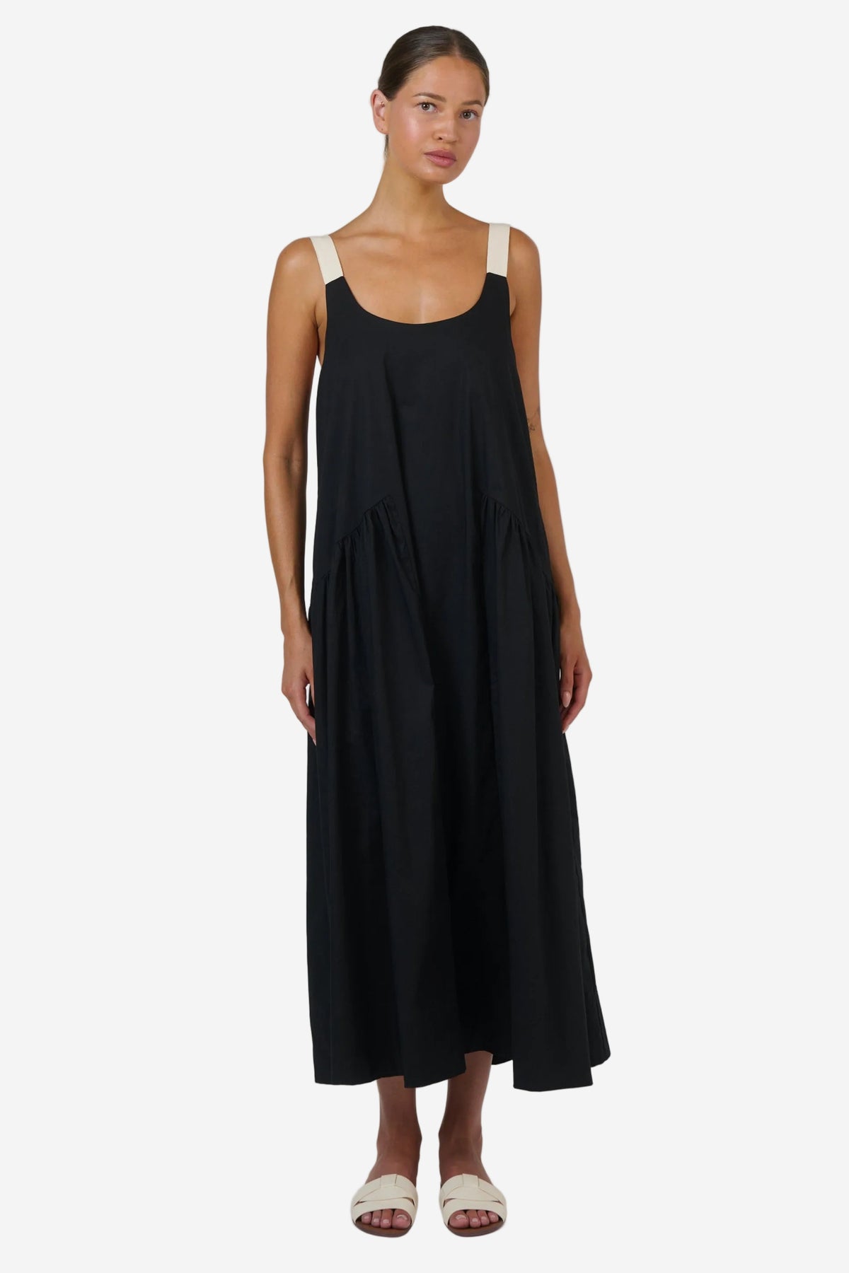 NATURALS BY O&J POPLIN DRESS - BLACK - THE VOGUE STORE
