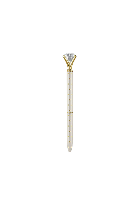 GEM PEN - IVORY & GOLD POLKA DOT - THE VOGUE STORE