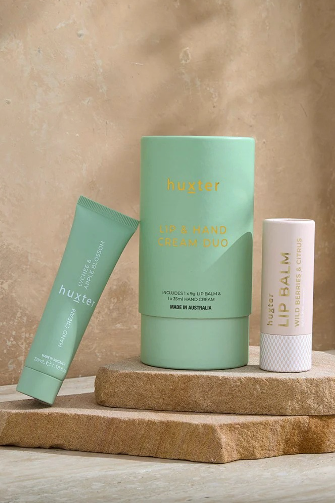 HUXTER LIP & HAND CREAM DUO - LYCHEE & APPLE BLOSSOM - THE VOGUE STORE
